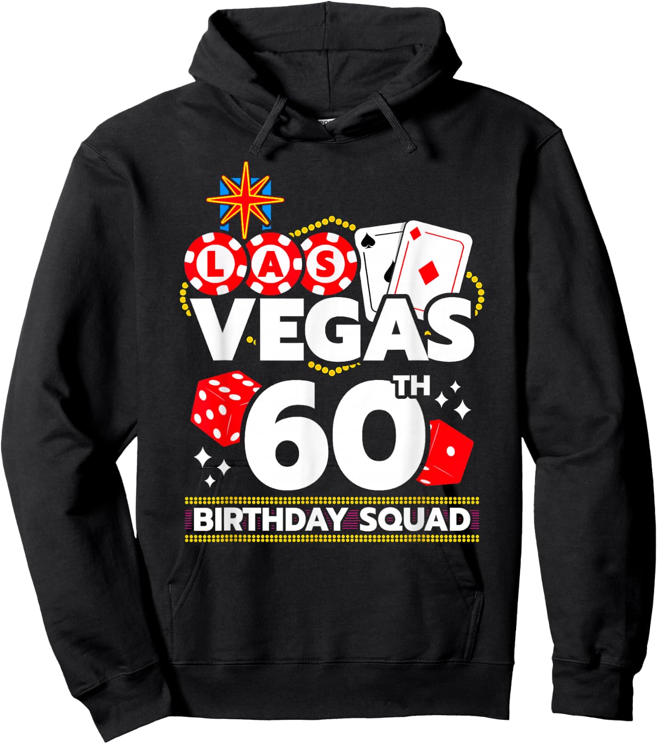 Las Vegas Birthday Party Gifts & Souvenirs - Vegas 60th Birthday Squad - Women's Black Small Modern Short Sleeve Hoodie - Hoodie | Black