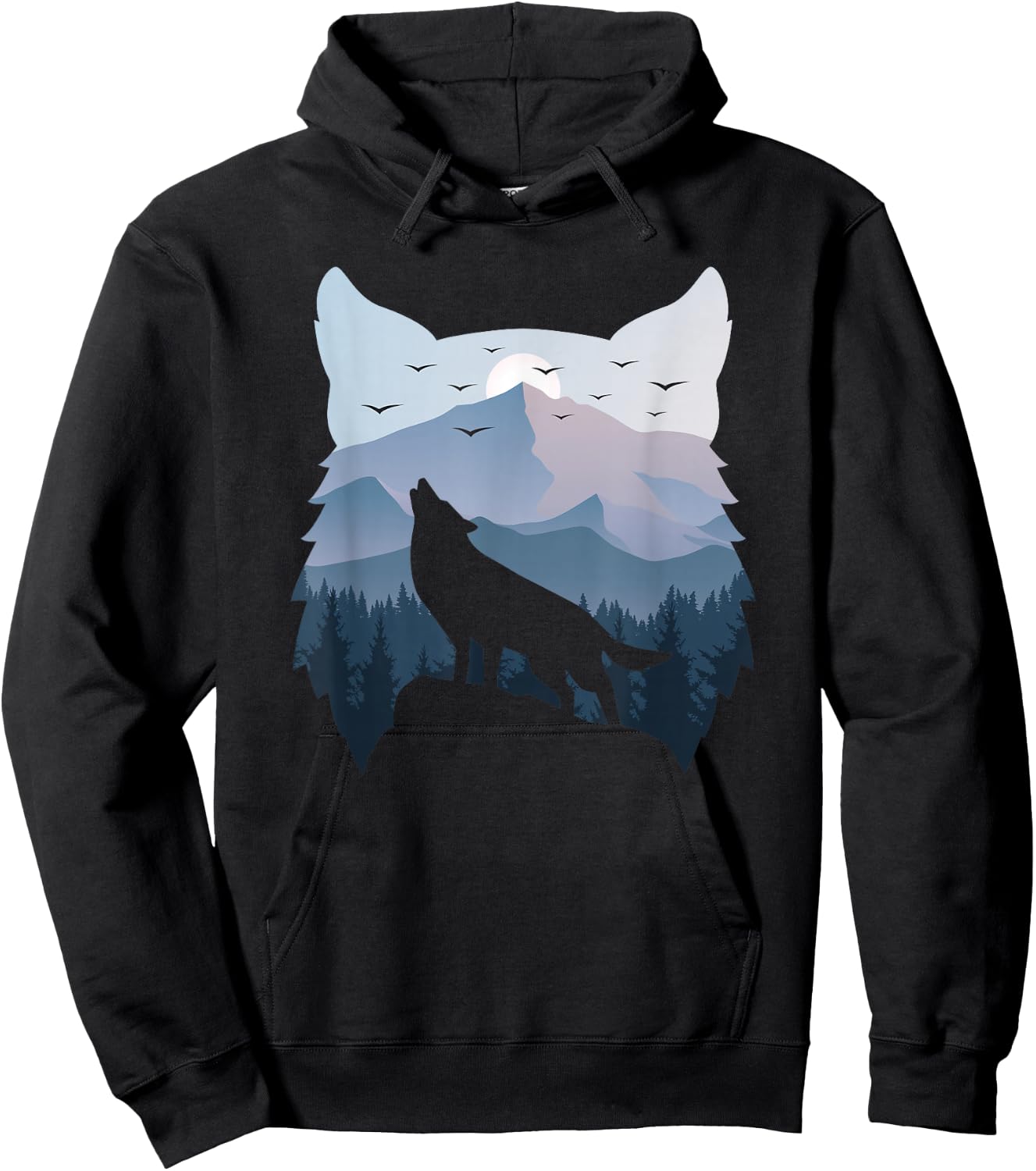Wolf Landscape Mountain Wildlife Animal Nature Men Women Hoodie - Hoodie | Black