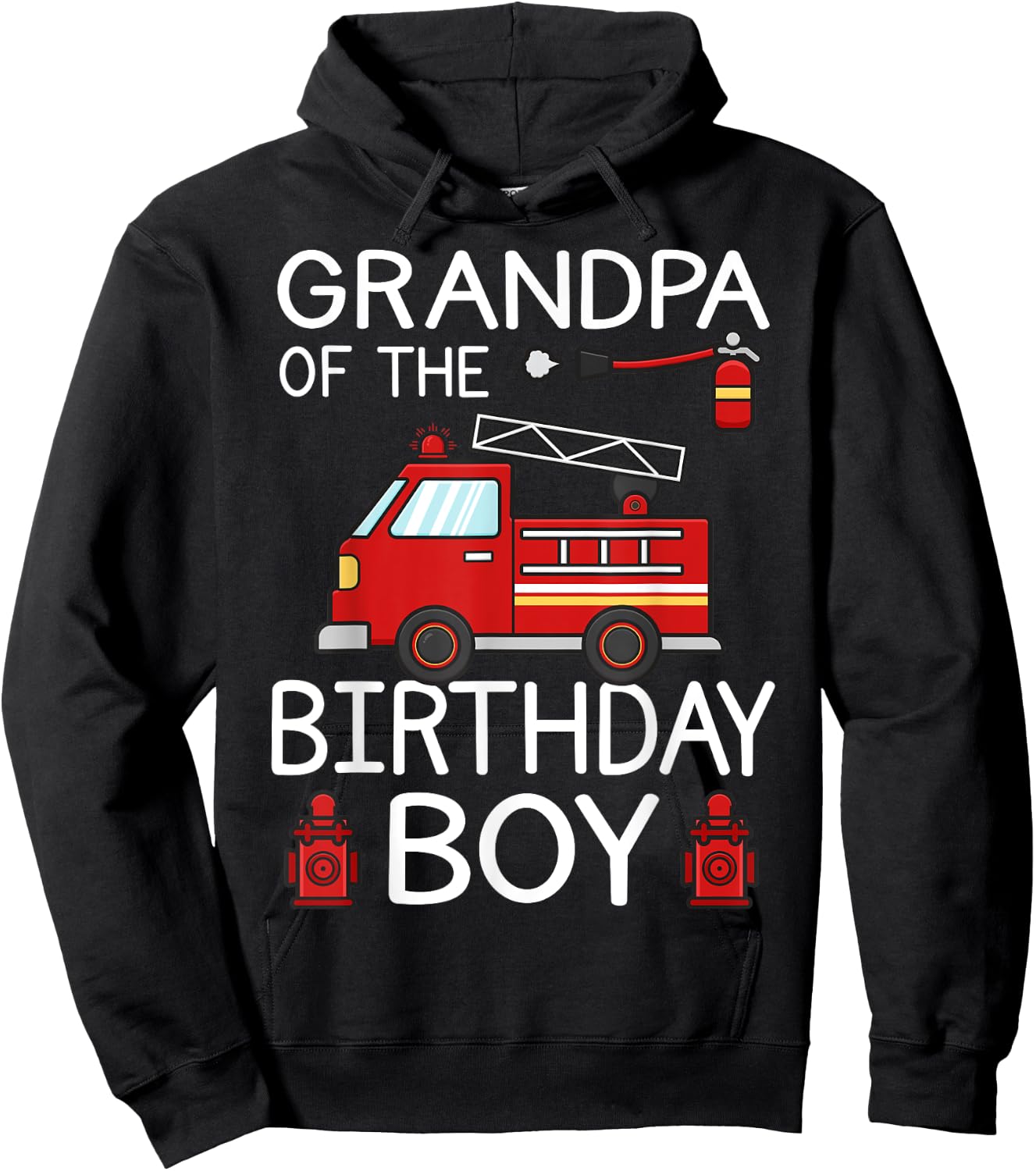 Grandpa of The Birthday Boy Fire Truck B-Day Family Party Hoodie - Hoodie | Black