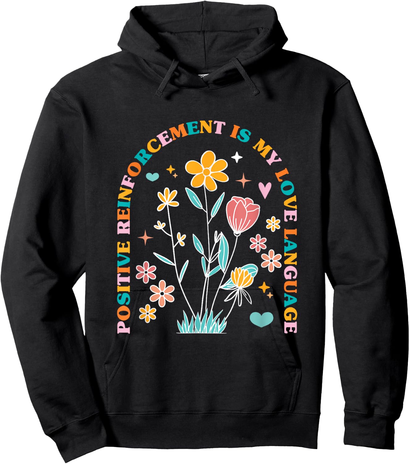 ABA Therapist Love Language Behavior Analyst RBT Floral Hoodie - Hoodie | Black