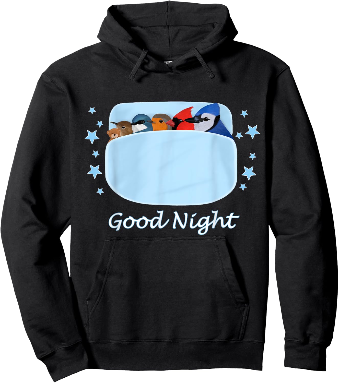 Blue Jay Cardinal Wren Teddy Bear Good Night Pyjamas Bird Hoodie - Hoodie | Black