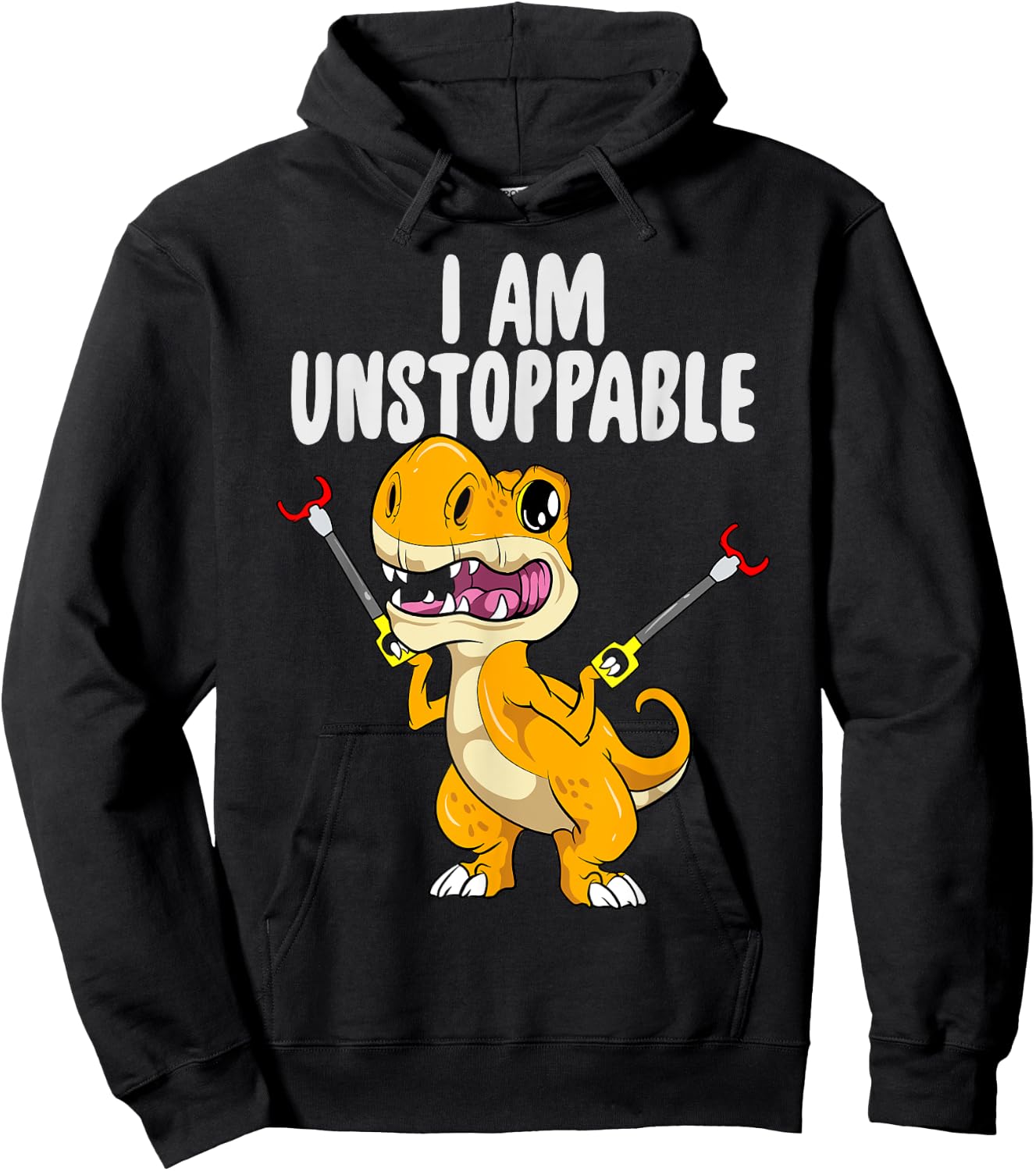 I Am Unstoppable T-rex Kawaii Dinosaur Trash Grabber Hoodie - Hoodie | Black