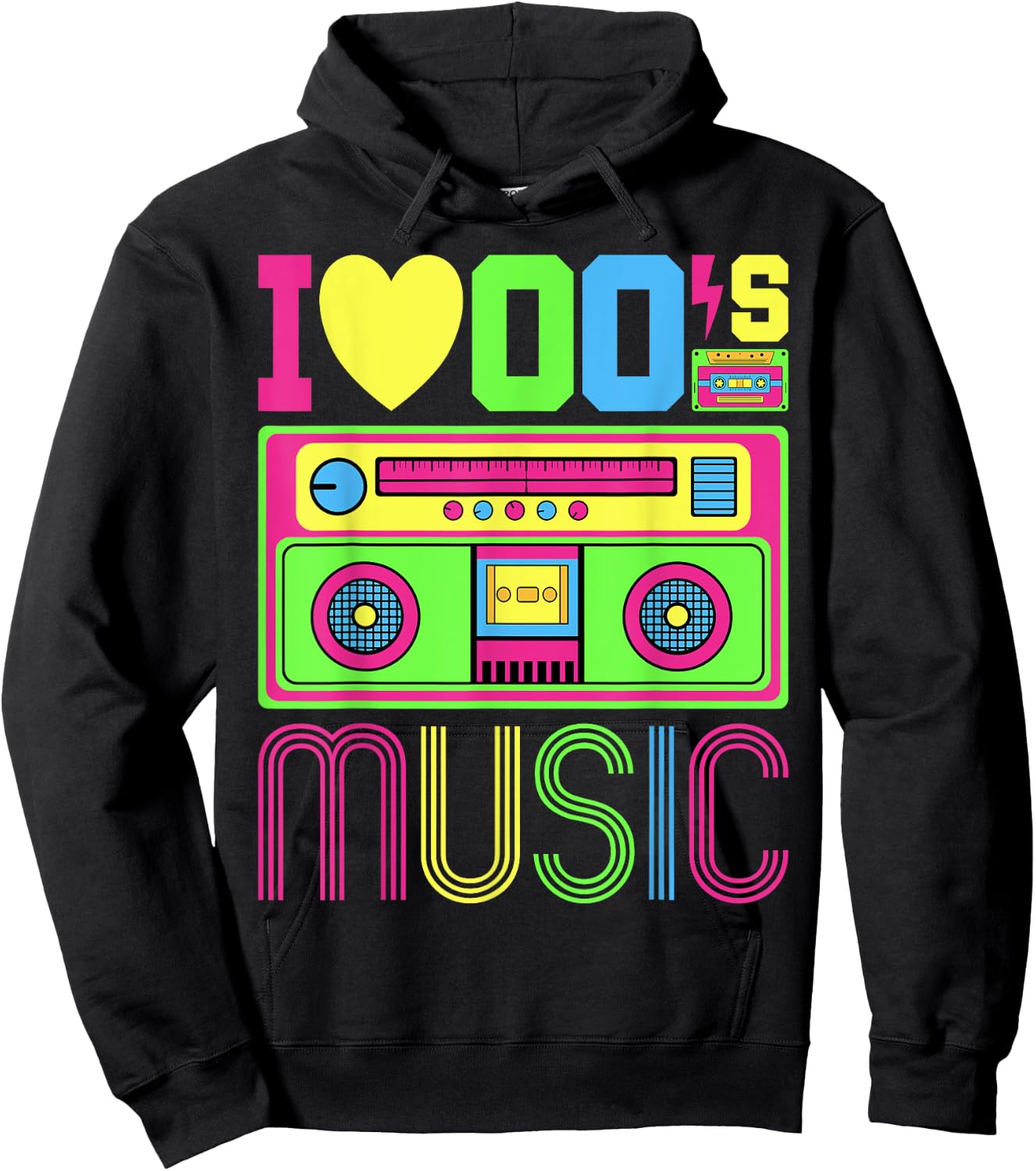 I Love 00's Music Early 2000s Hip Hop Outfit Aughts Fashion Hoodie - Hoodie | Black