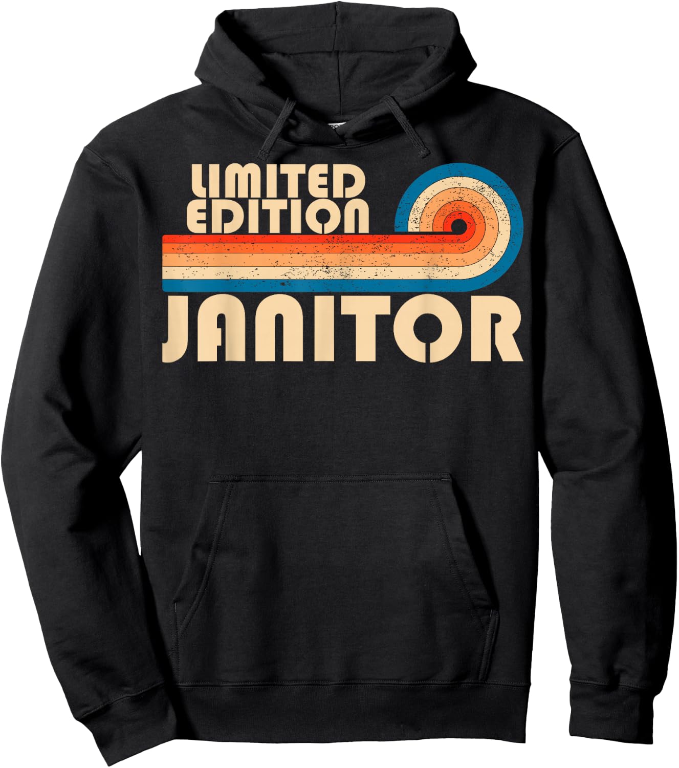 Janitor Retro 70s 80s Sunset Stripe Hoodie - Hoodie | Black