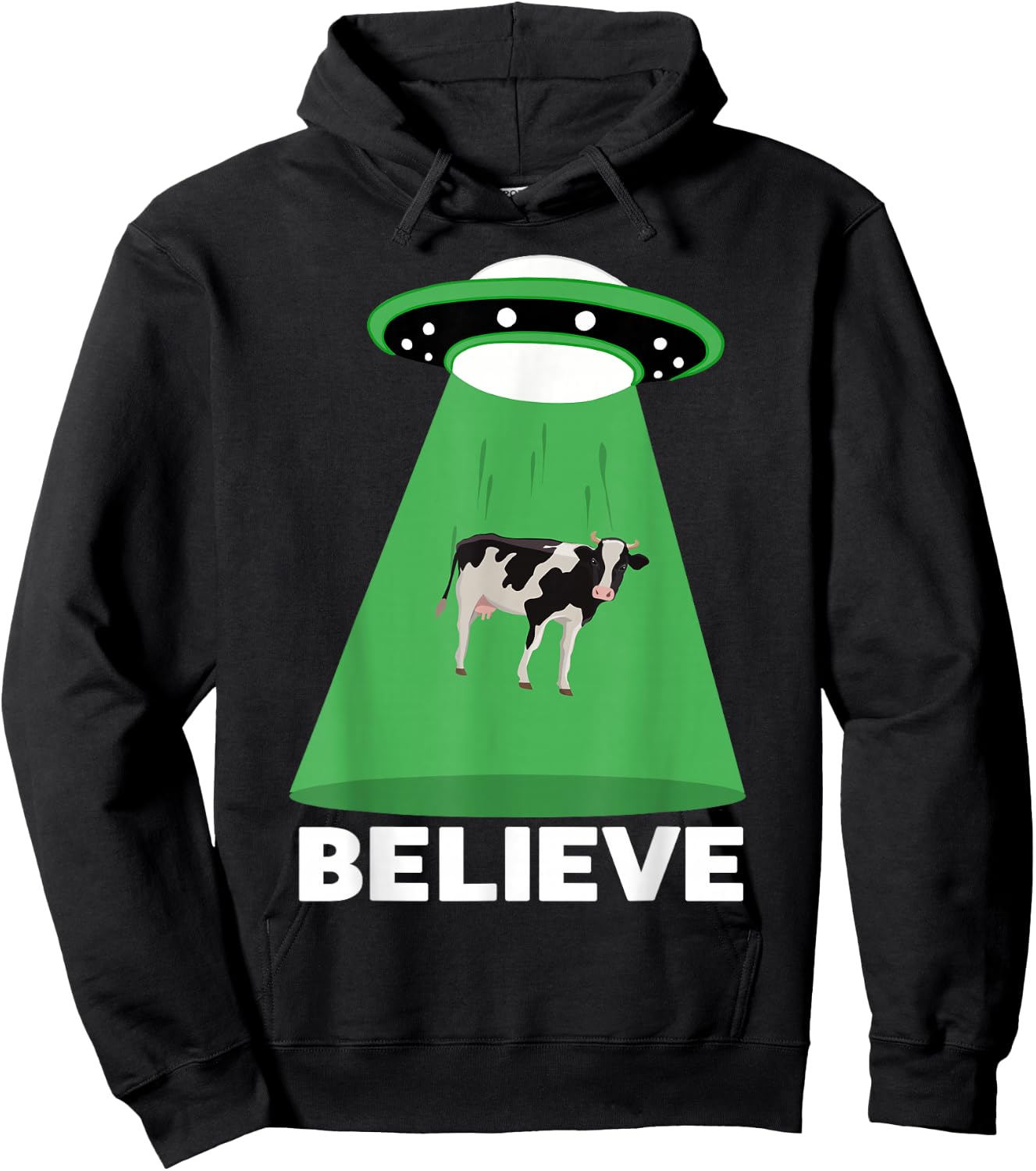UFO Alien abduction UFO Cow abduction Hoodie - Hoodie | Black