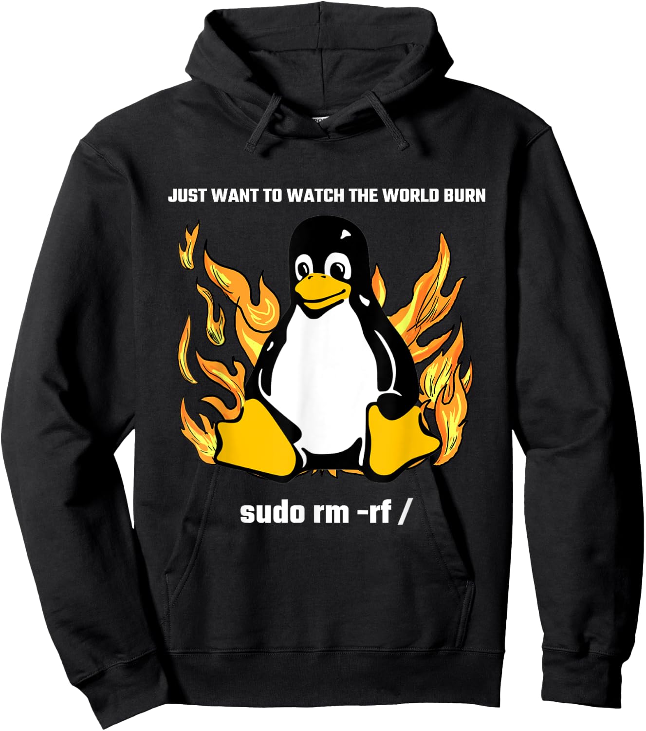 Computer - Sudo rm -rf / Tux Linux Penguin - Programmer Hoodie - Hoodie | Black