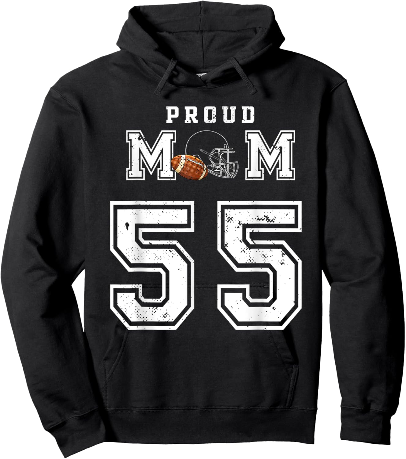 Custom Proud Football Mom Number 55 Personalized Hoodie - Hoodie | Black