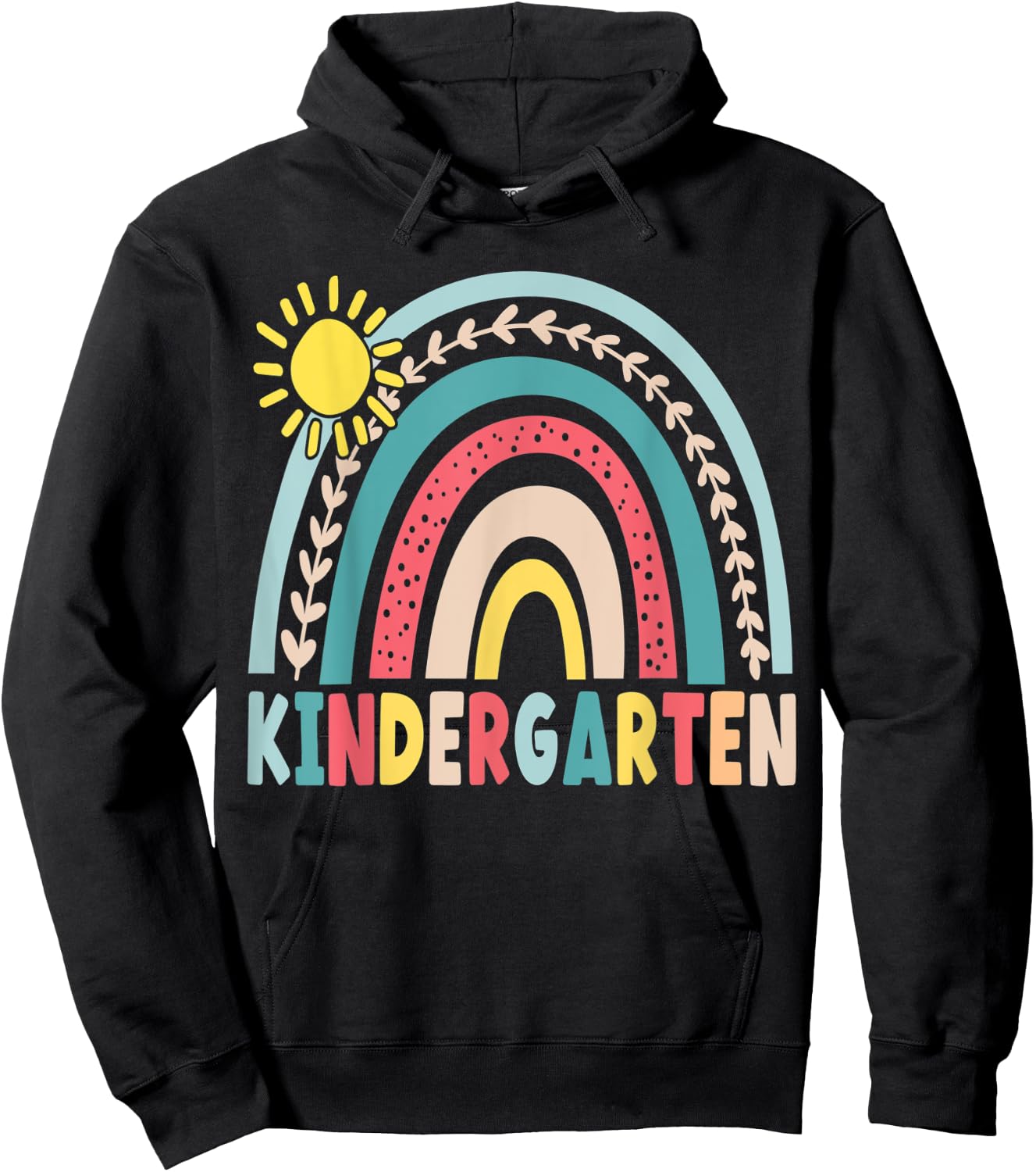 Kindergarten Back To School Rainbow Teacher Girls Boys Kids Hoodie - Hoodie | Black