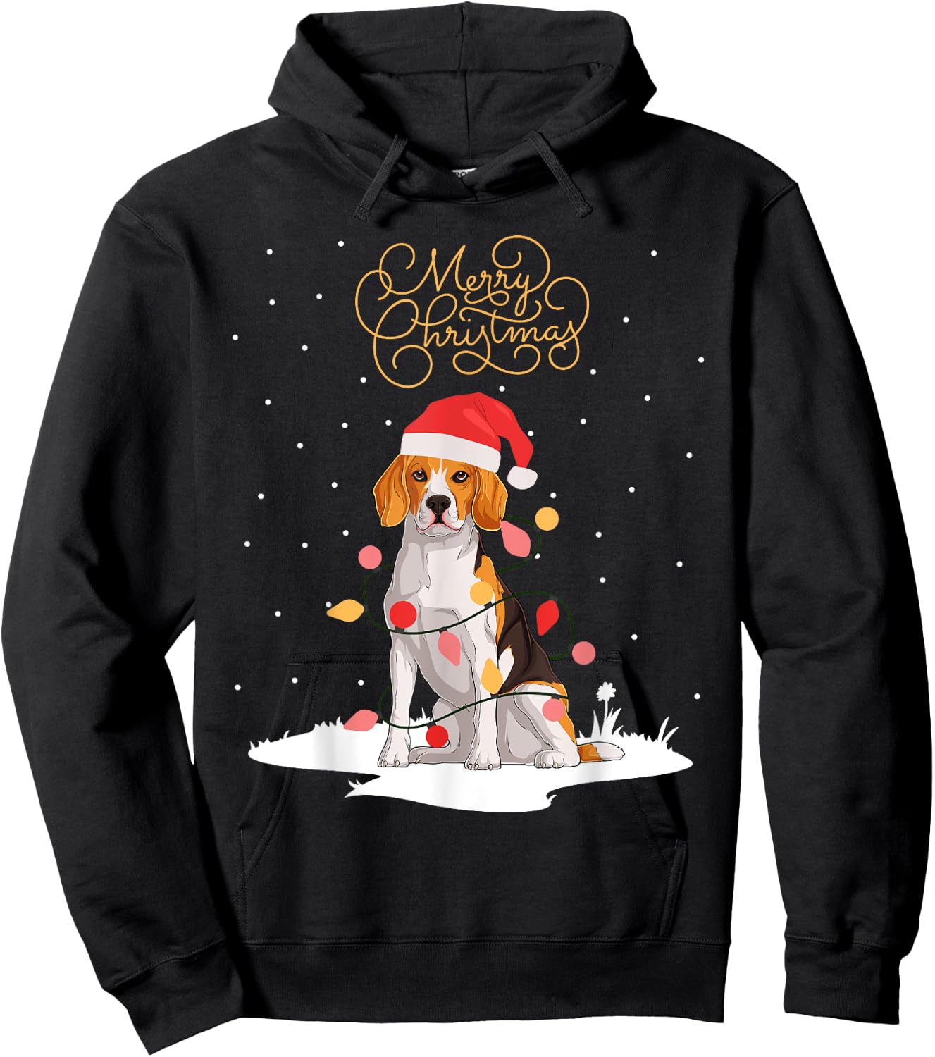 Beagle Merry Christmas Funny Xmas Christmas Beagle Hoodie - Hoodie | Black
