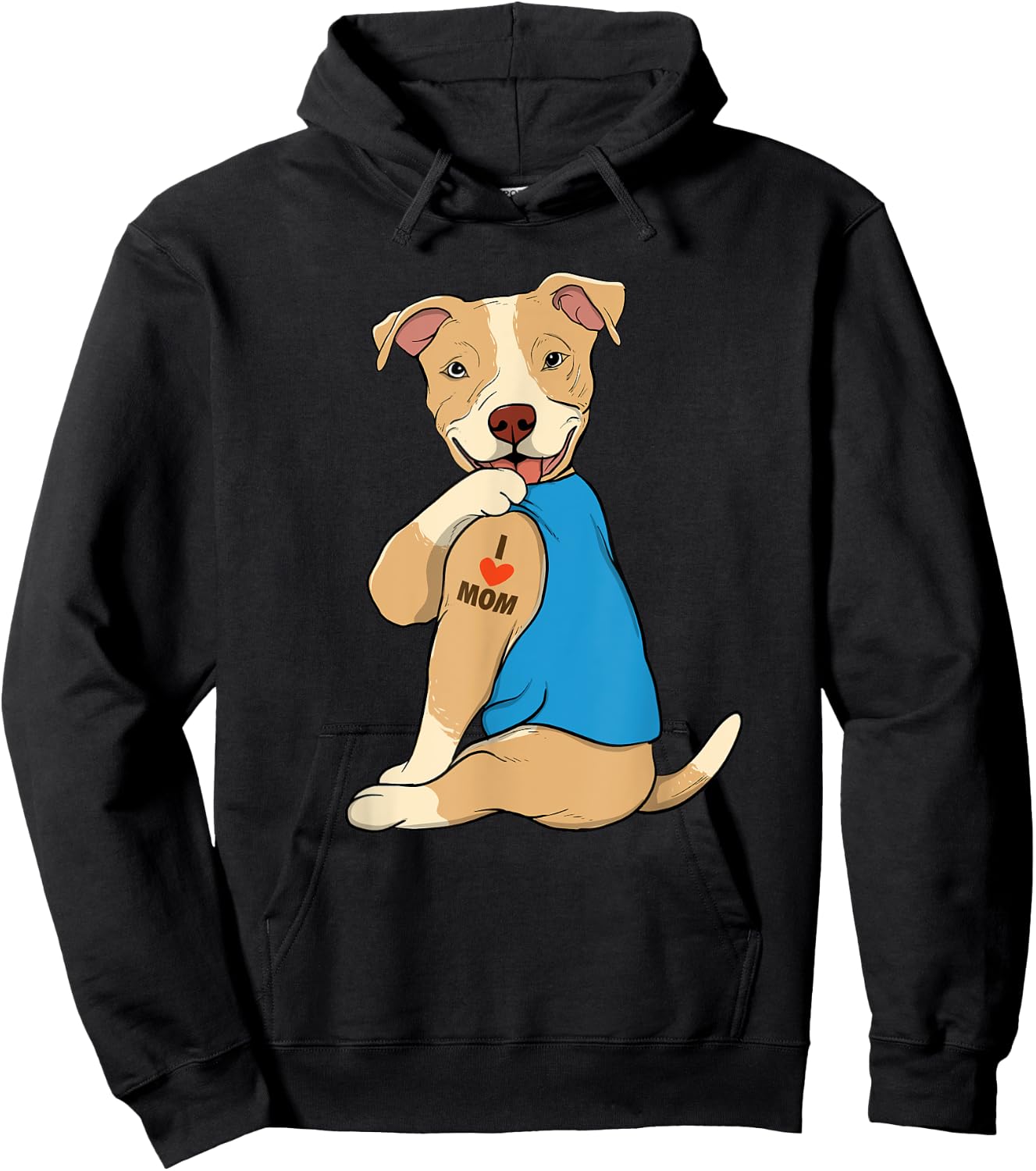 I Love Mom - Tattoo Pitbull Lover Dog Owner Canine Lover Hoodie - Hoodie | Black