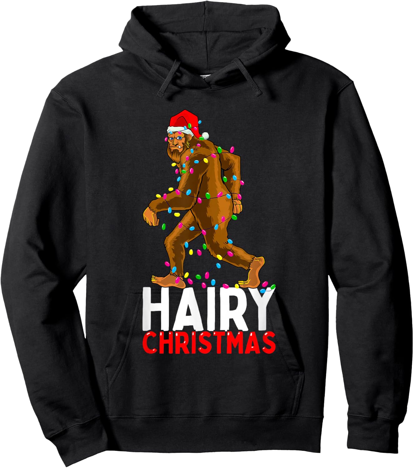 Bigfoot Hairy Christmas Funny Xmas Men Pajama Hoodie - Hoodie | Black