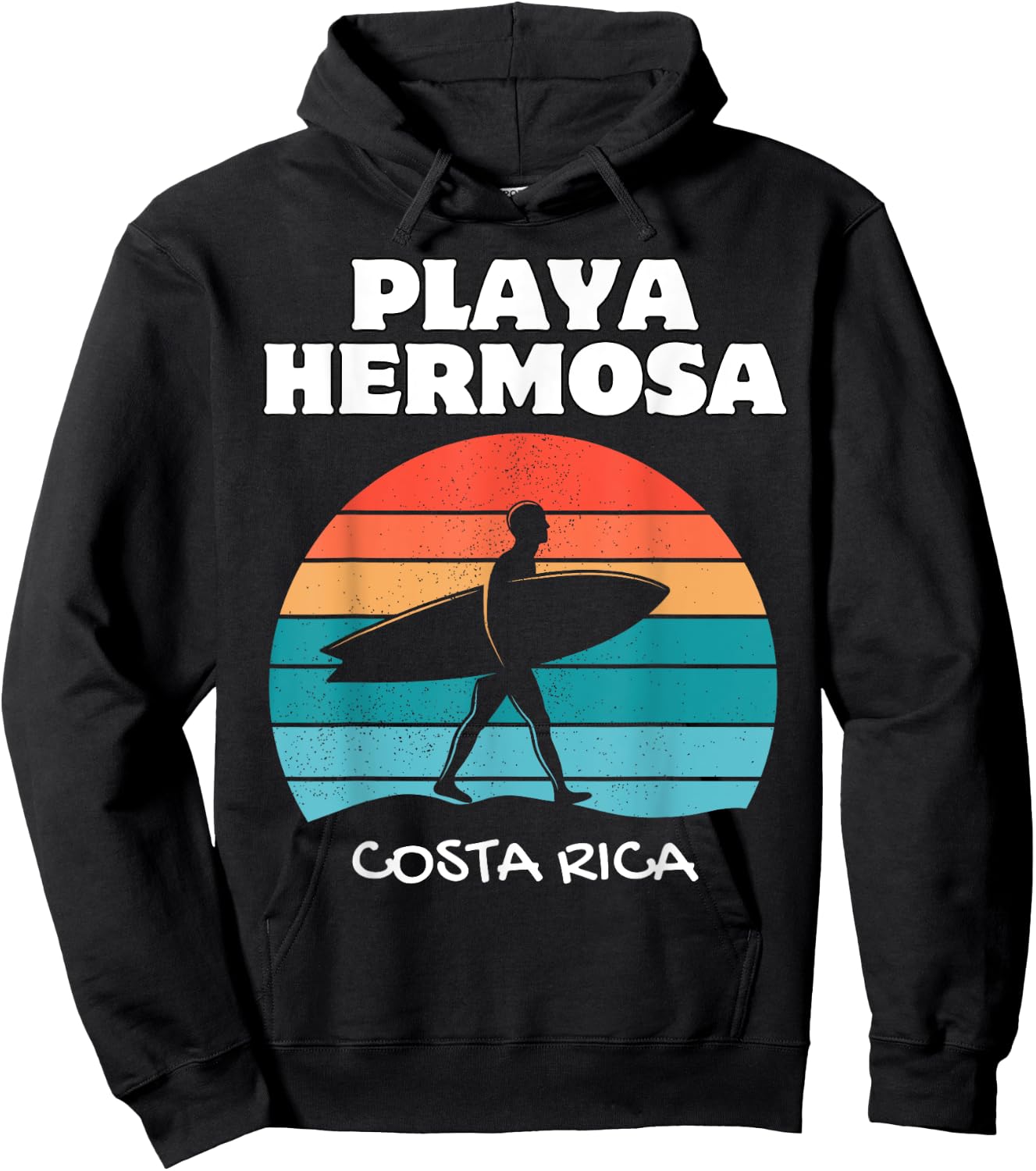 PLAYA HERMOSA COSTA RICA Surf Vacation Retro Sunset Surfing Hoodie - Hoodie | Black