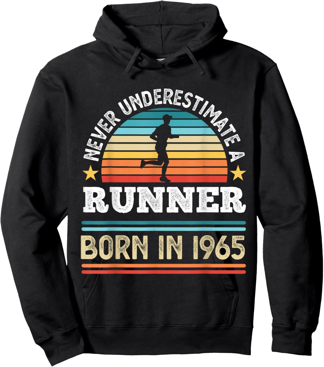 Runner born in 1965 60th Birthday Running Gifts Dad Hoodie - Hoodie | Black
