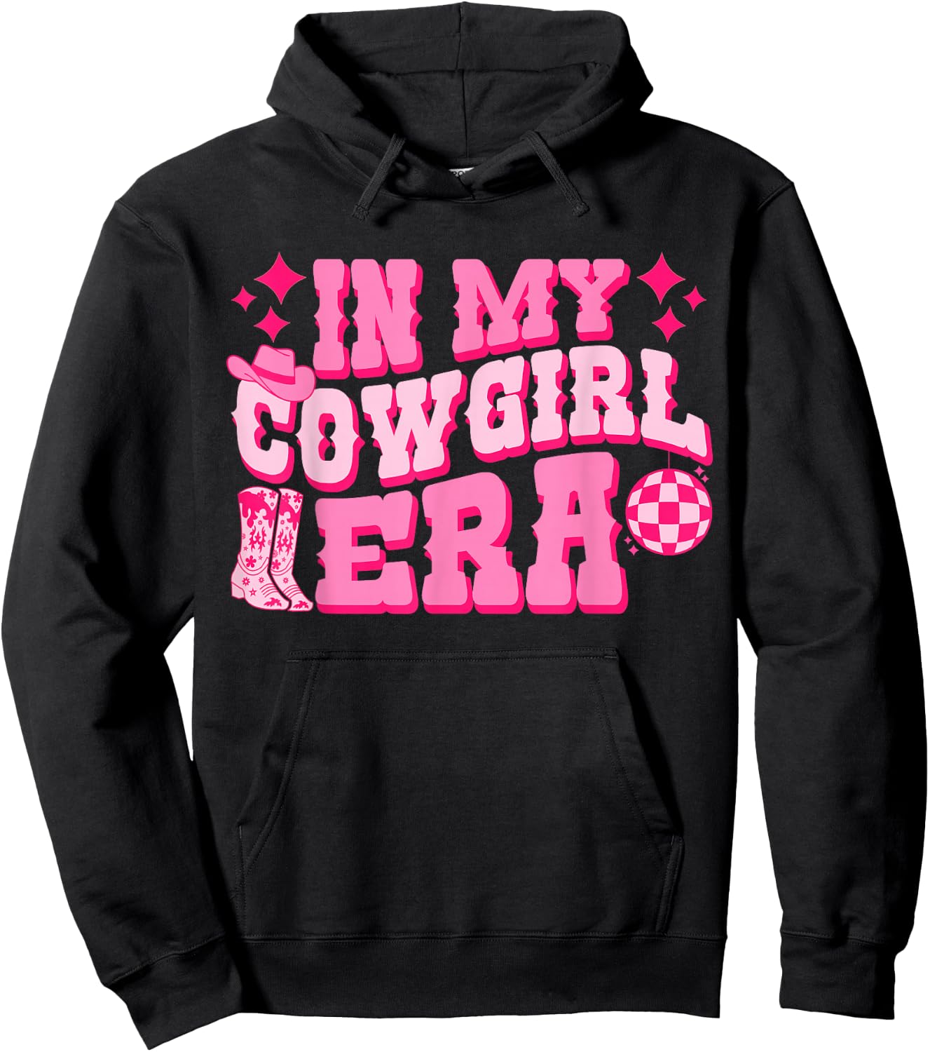 In My Cowgirl Era Groovy Cute Western Rodeo Cowgirls Hoodie - Hoodie | Black