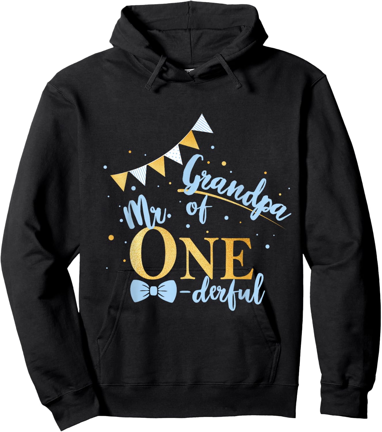 Grandpa Of Mr One-derful Party Blue-Gold Boy 1st Birthday Hoodie - Hoodie | Black