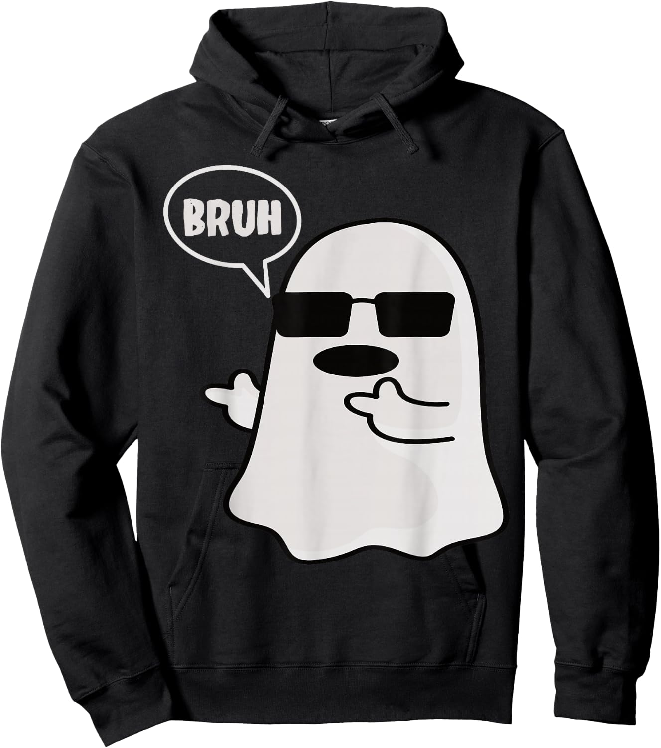Funny Halloween Bruh Ghost Men Boys Hoodie - Hoodie | Black