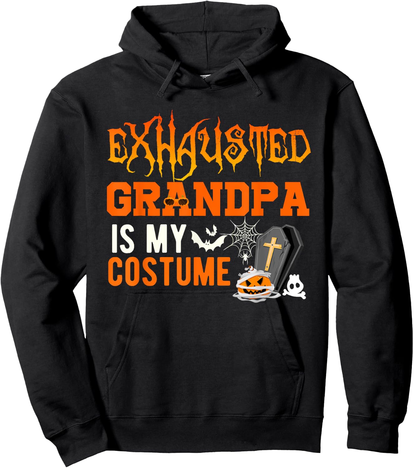 Exhausted Grandpa Is My Costume Halloween Funny Family Kids Hoodie - Hoodie | Black