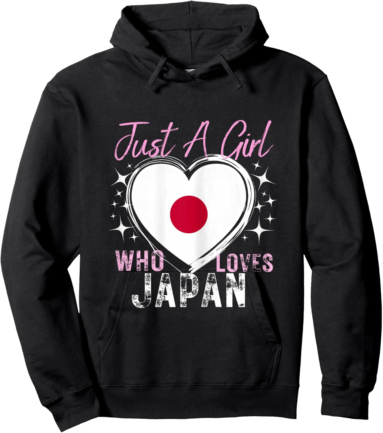 Japan Just A Girl Who Loves Japan Heart Flag for Girls Hoodie - Hoodie | Black