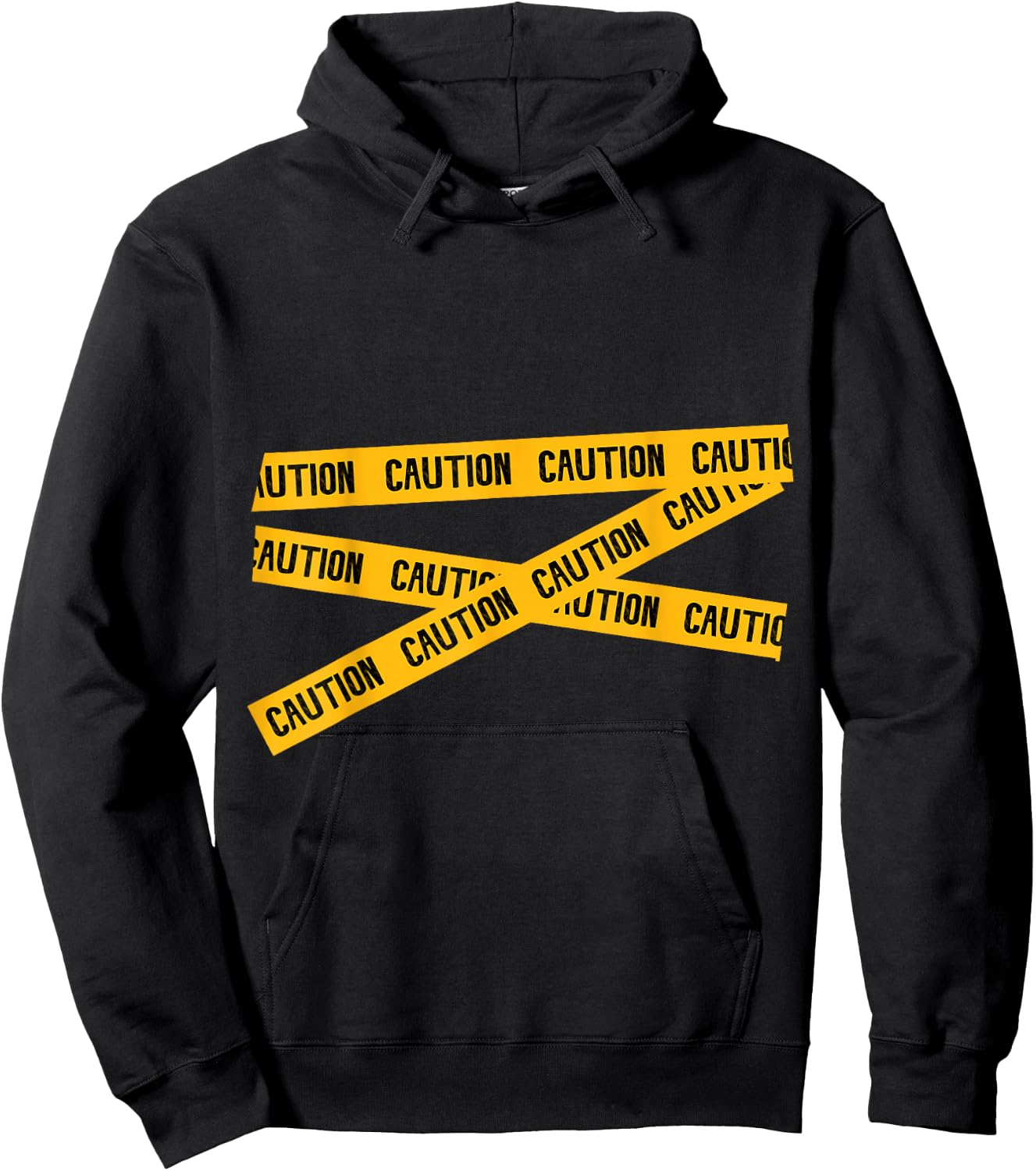 CAUTION! Graphic Caution Tape Warning Hoodie - Hoodie | Black