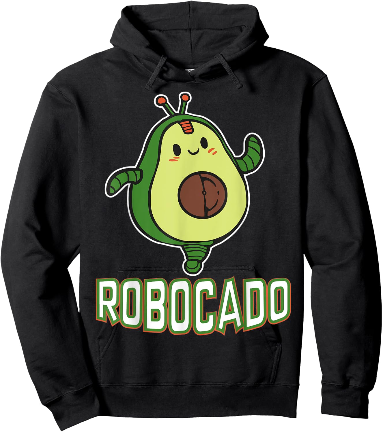Robocado Funny Avocado Lover Robots and robotics Lover Vegan Hoodie - Hoodie | Black