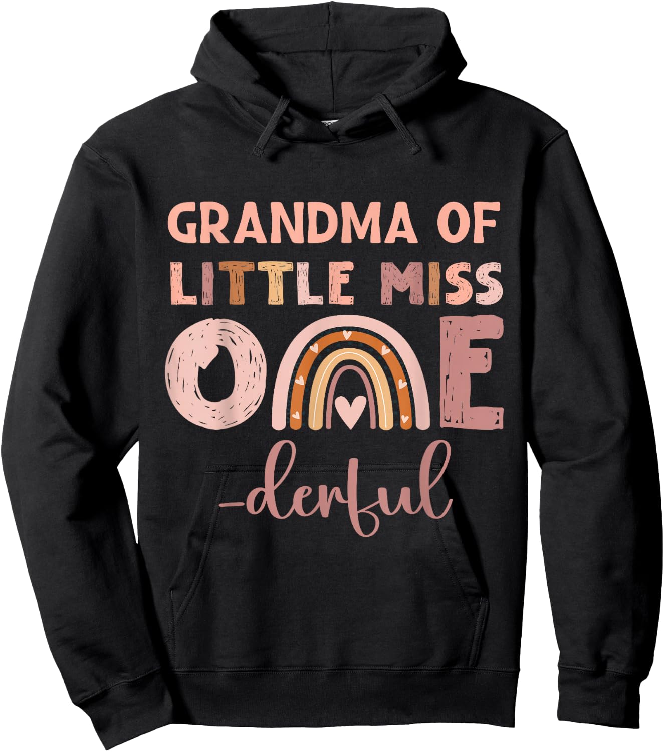 Boho Grandma of Miss Onederful 1st Birthday Girl Cute Hoodie - Hoodie | Black