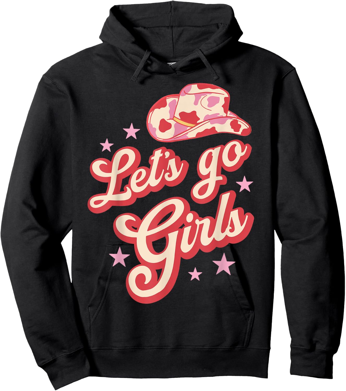 Leopard Cowboy Hat Let's Go Cowgirls Girls Western Country Hoodie - Hoodie | Black