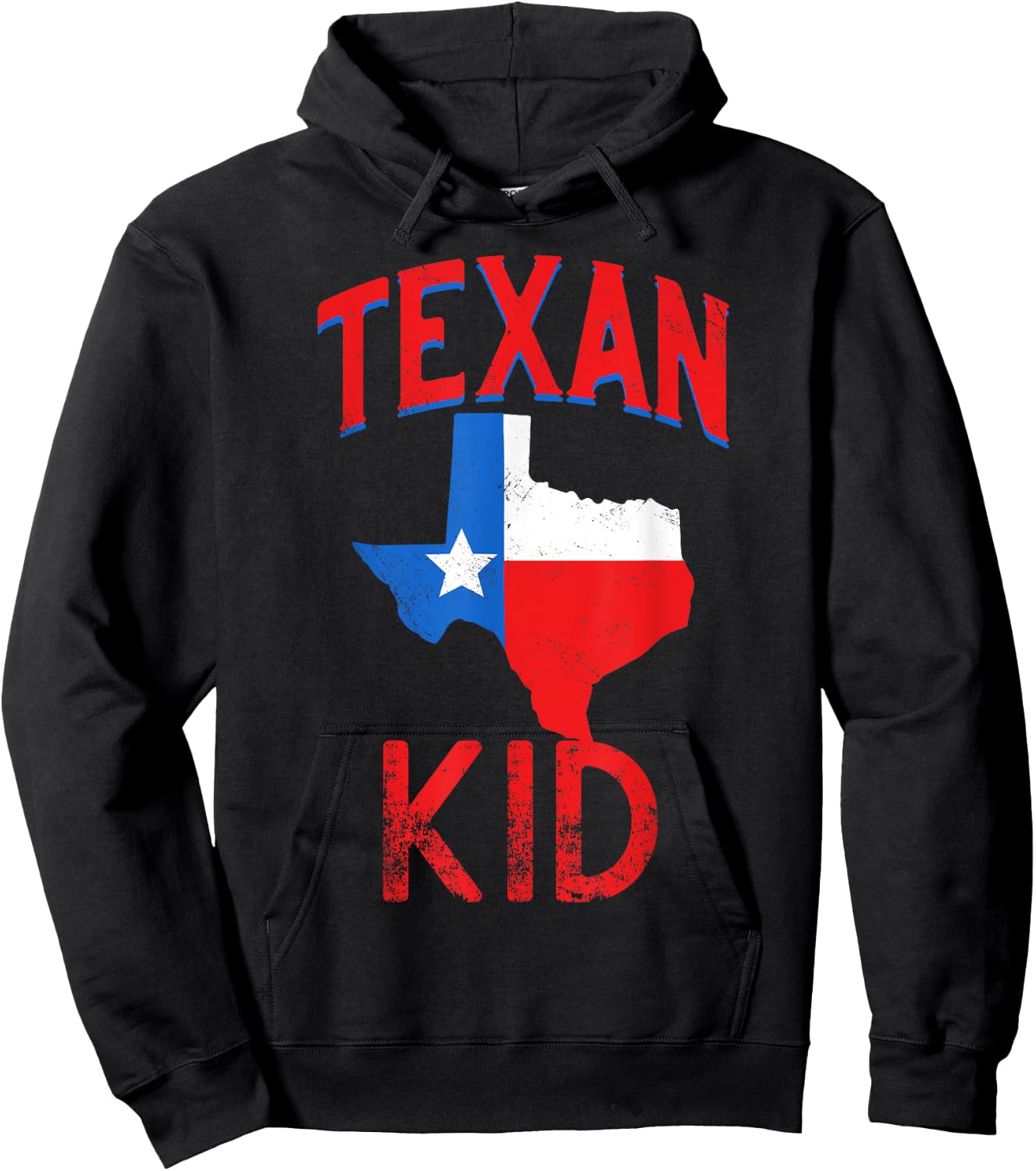 Texan Kid Flag Texas Proud Vintage Hoodie - Hoodie | Black