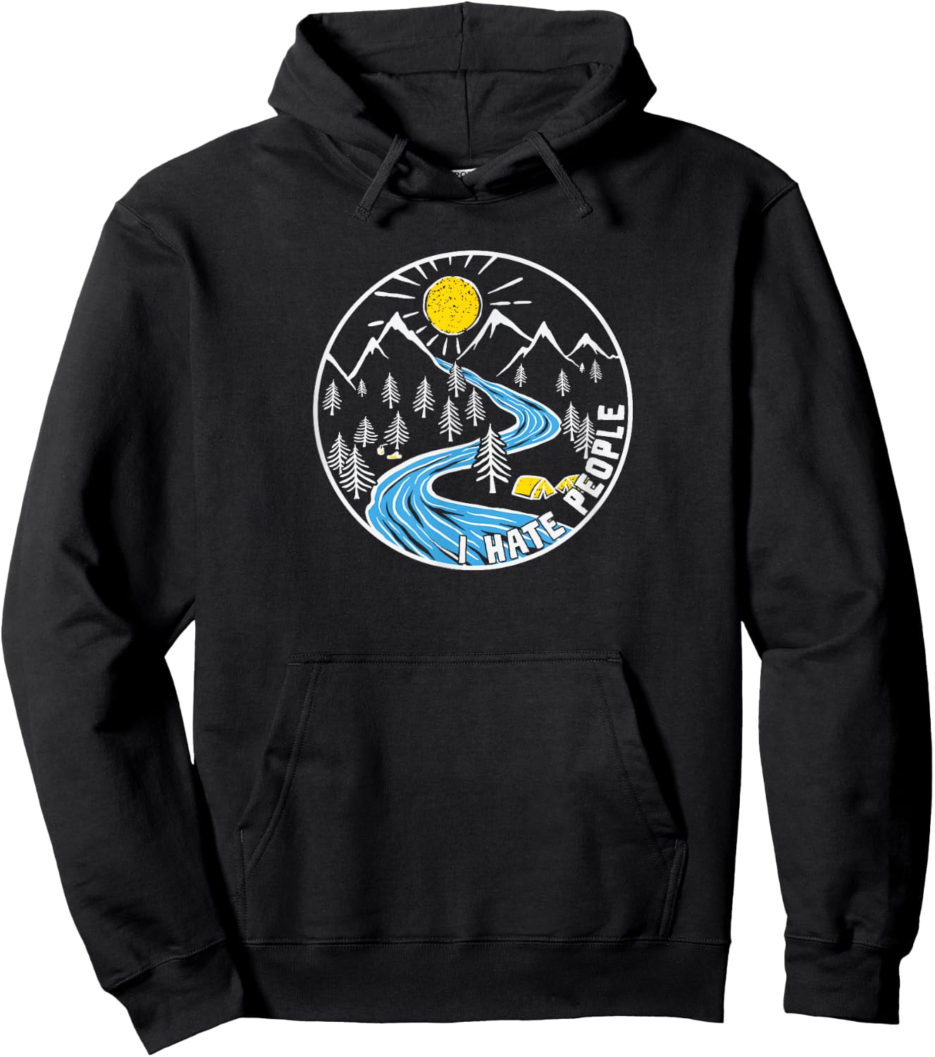 I hate People outdoor vintage camping Nature Lover Hoodie - Hoodie | Black