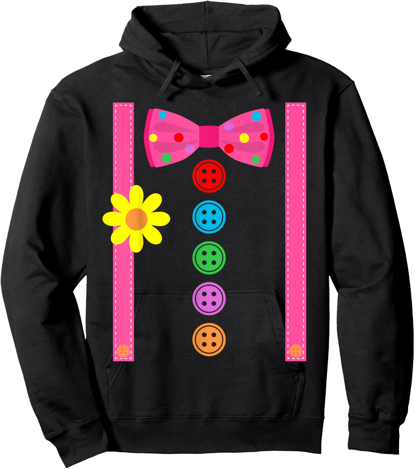 Clown Costume Halloween Funny Carnival Circus Tie Staff Kids Hoodie - Hoodie | Black