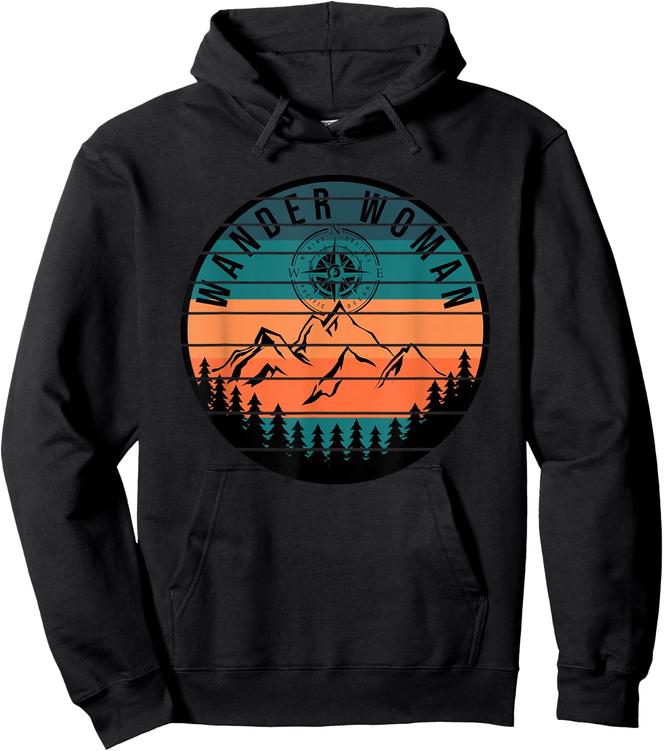 Cute Wander Woman Summer Fall Seeking North Star Mountain Hoodie - Hoodie | Black