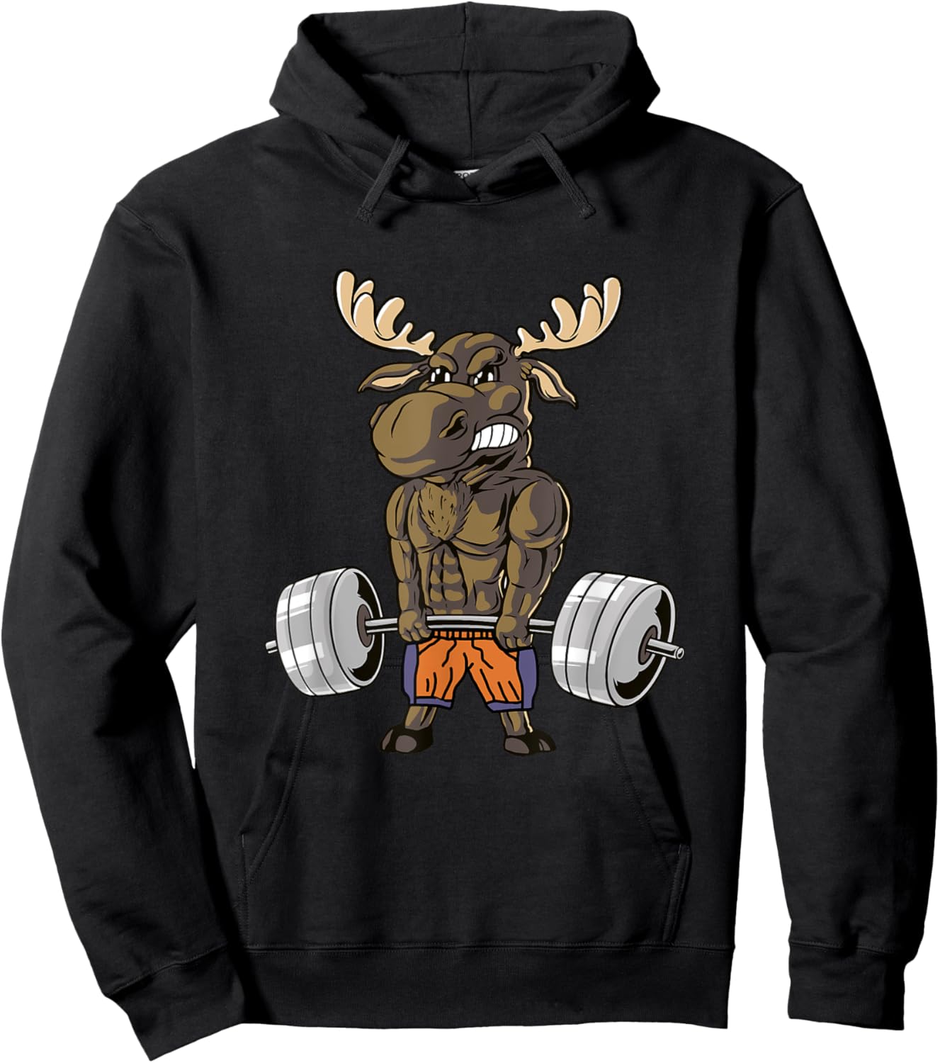 Funny Deadlift Moose Weightlifting Gym Humor Hoodie - Hoodie | Black