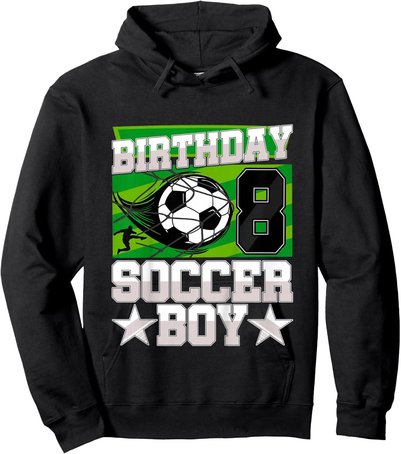 Kids Soccer Birthday Party - 8th Birthday Boy 8 Years Old Hoodie - Hoodie | Black