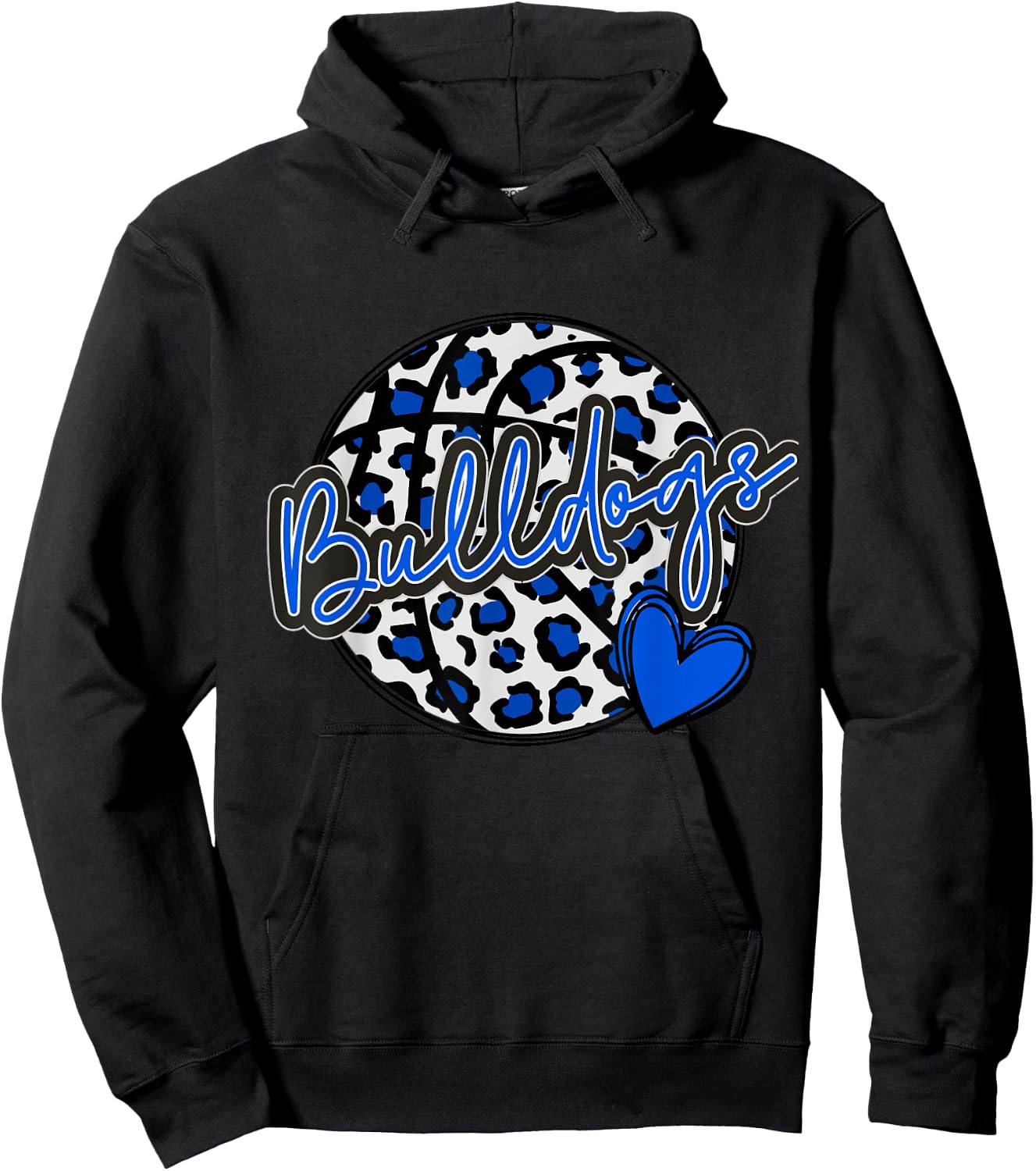 Leopard Cheetah Basketball BULLDOGS Blue Spirit Game Hoodie - Hoodie | Black