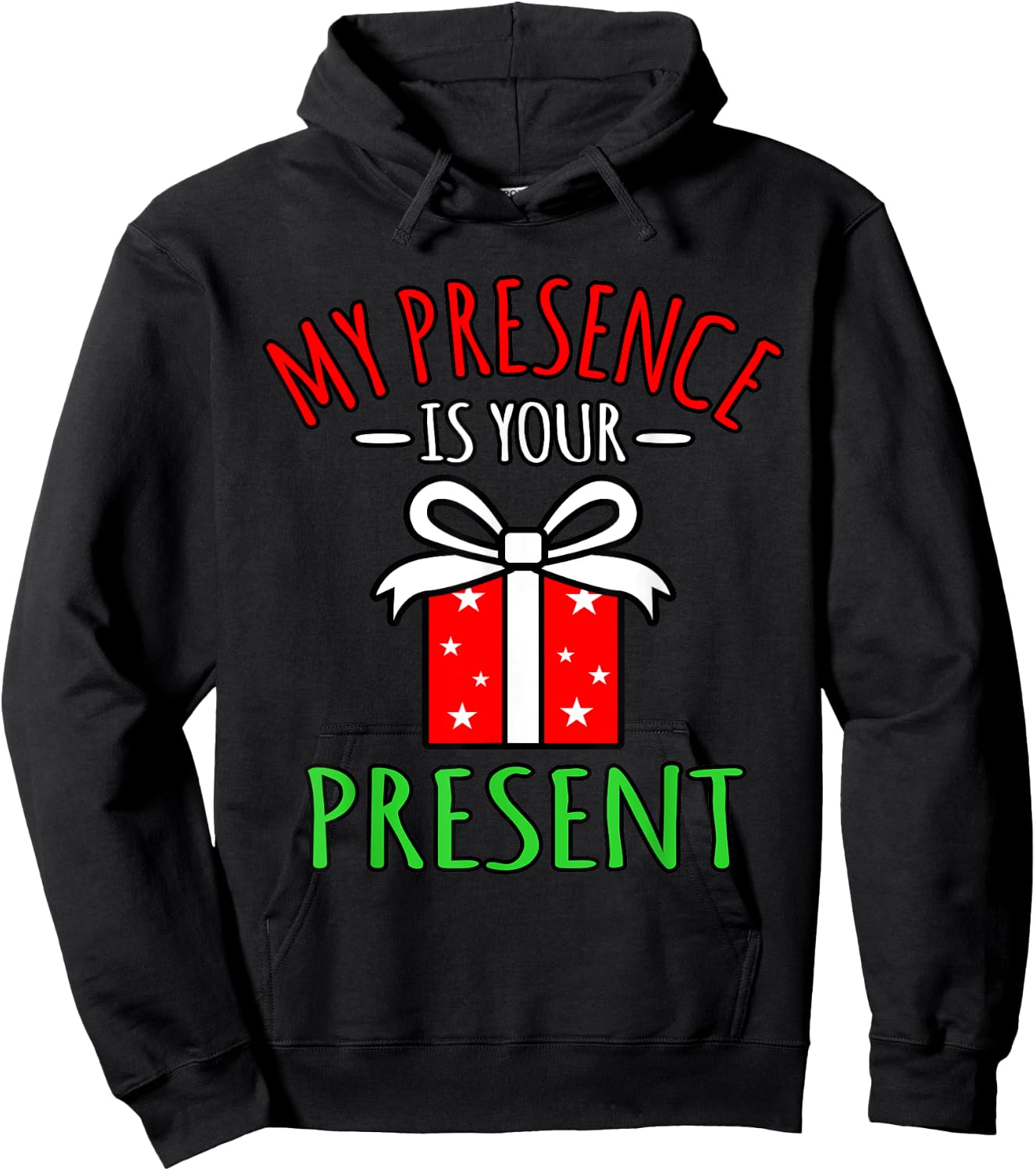 My Presence Is Your Present Merry Christmas Santa Graphic Hoodie - Hoodie | Black