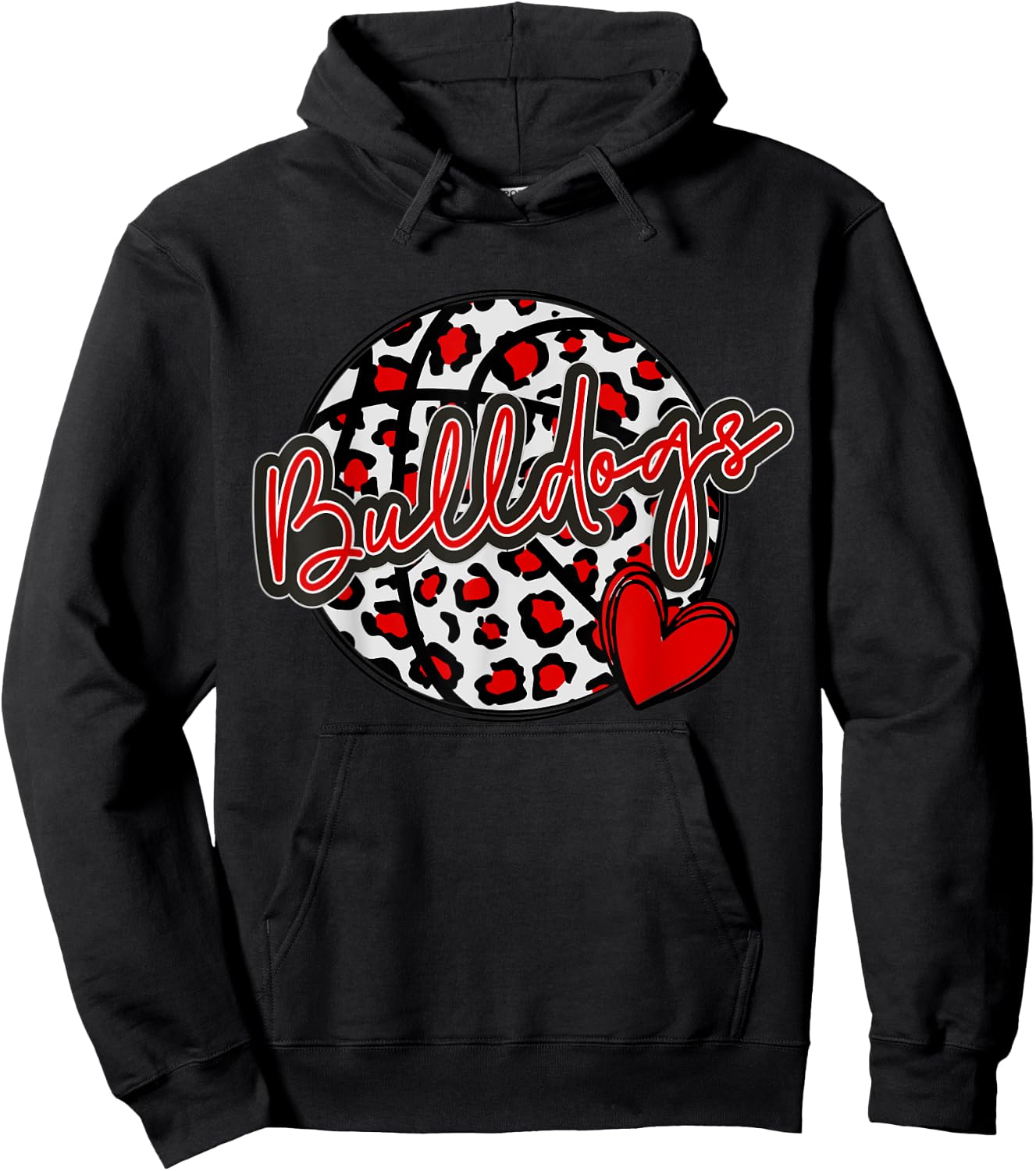 Leopard Cheetah Basketball BULLDOGS Spirit Game Hoodie - Hoodie | Black