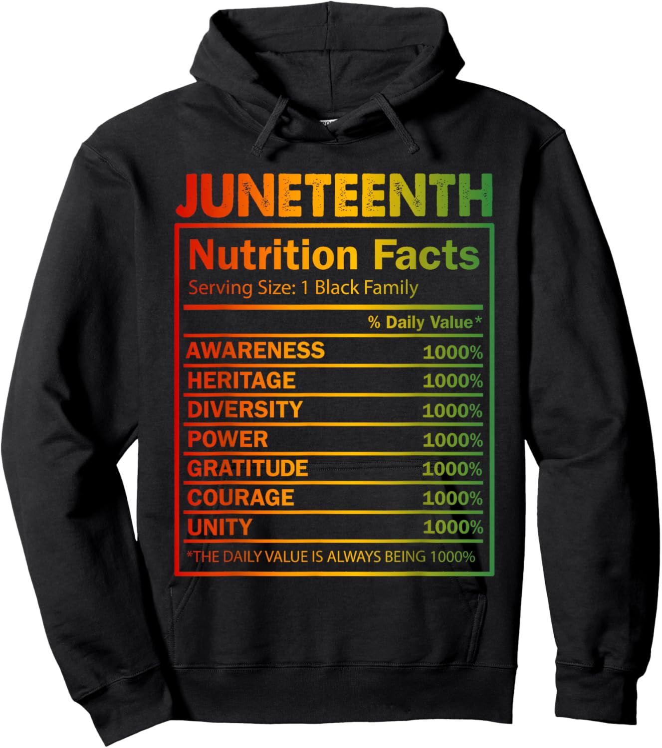 Juneteenth Nutrition Facts 1865 Black Family Black History Hoodie - Hoodie | Black