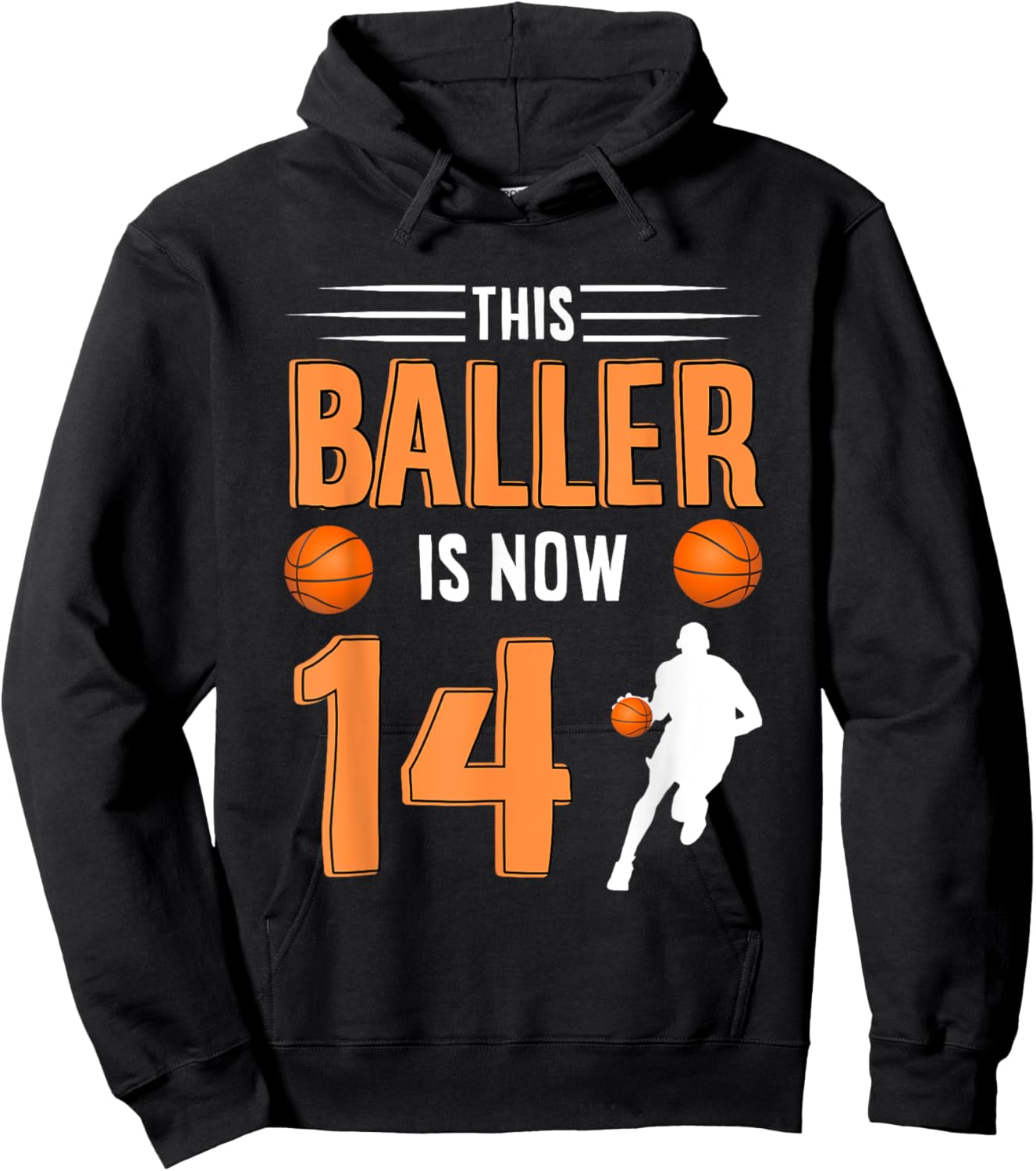 14th Birthday Basketball - This Baller is now 14 Hoodie - Hoodie | Black