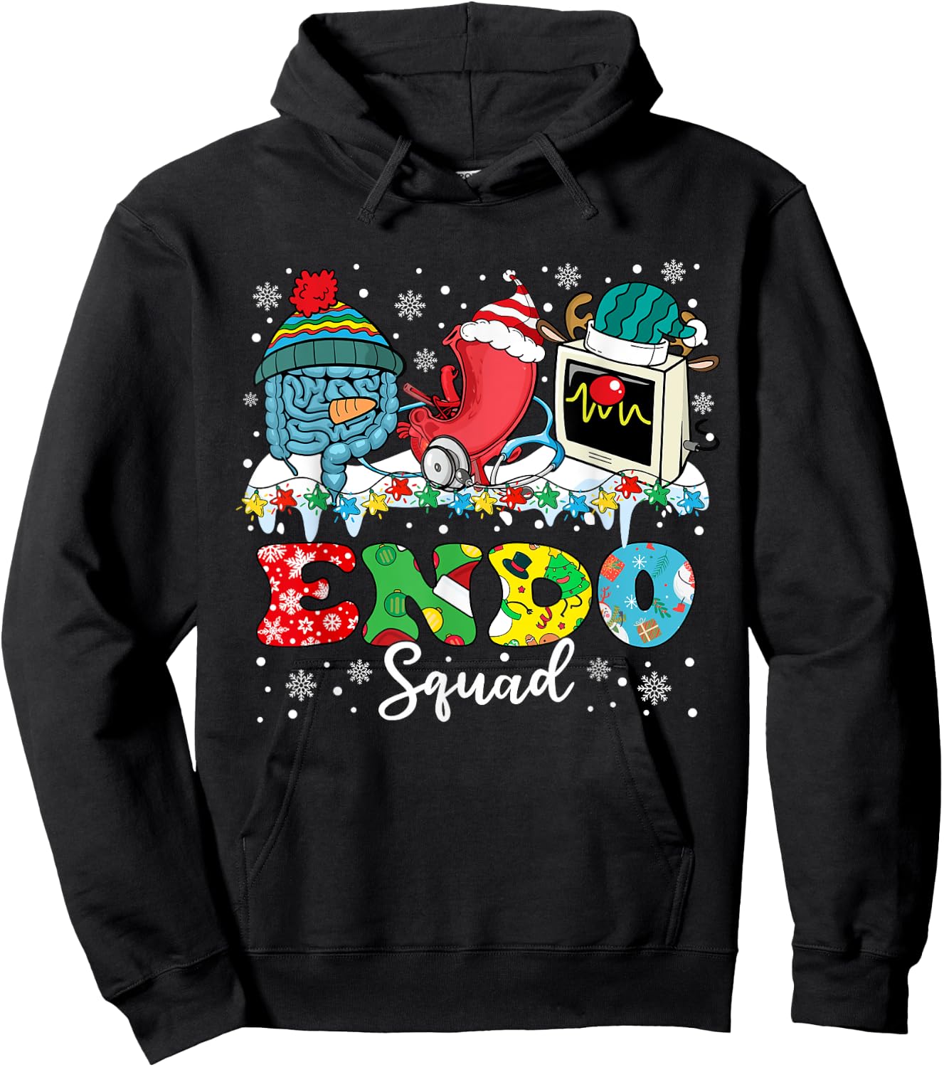 Endoscopy Squad Stomach Santa Hat Endoscopy Tech Christmas Hoodie - Hoodie | Black