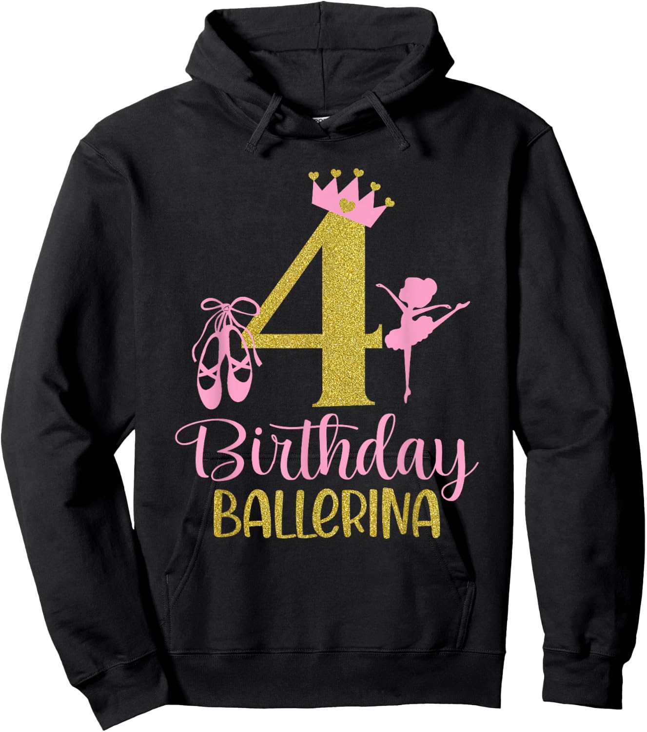 Ballerina 4th Birthday Outfit Dancer Ballet Swan Tutu Girls Hoodie - Hoodie | Black