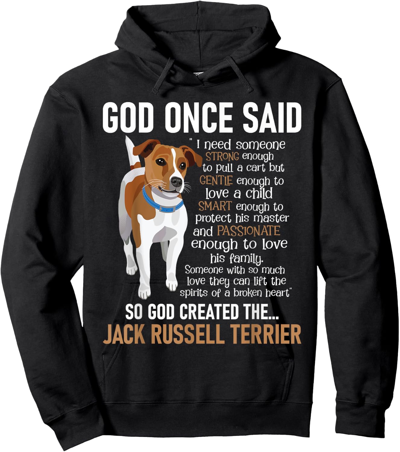 God Created The Jack Russell Terrier - Dog Lover Women Girls Kids Hoodie - Hoodie | Black