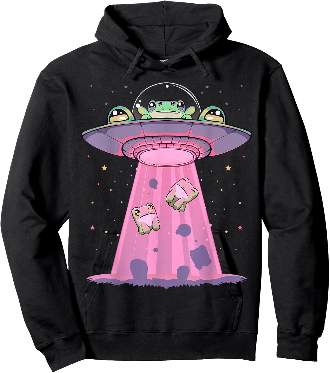 Kawaii Frogs UFO Aliens Frog Hoodie - Hoodie | Black