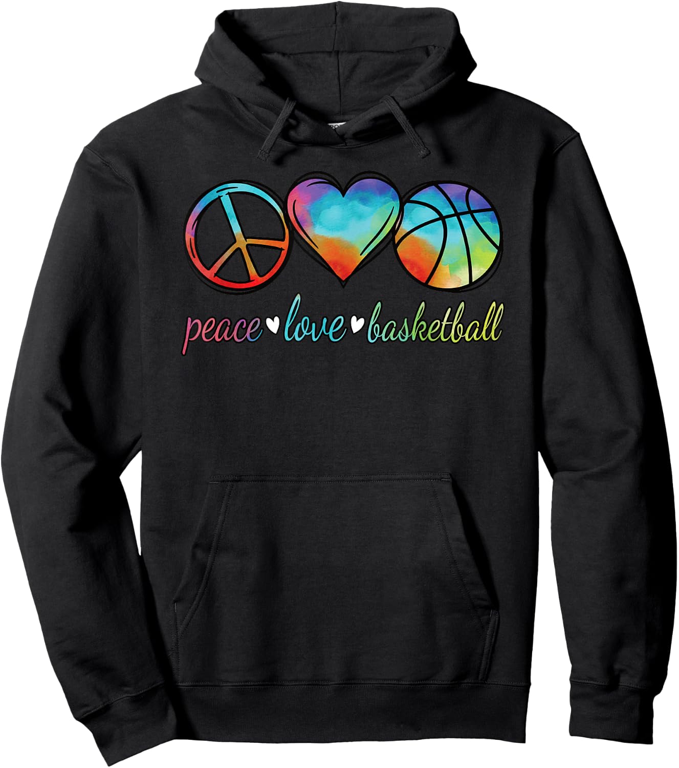 Peace Love Basketball Cute Women Girls Basketball Lover Hoodie - Hoodie | Black