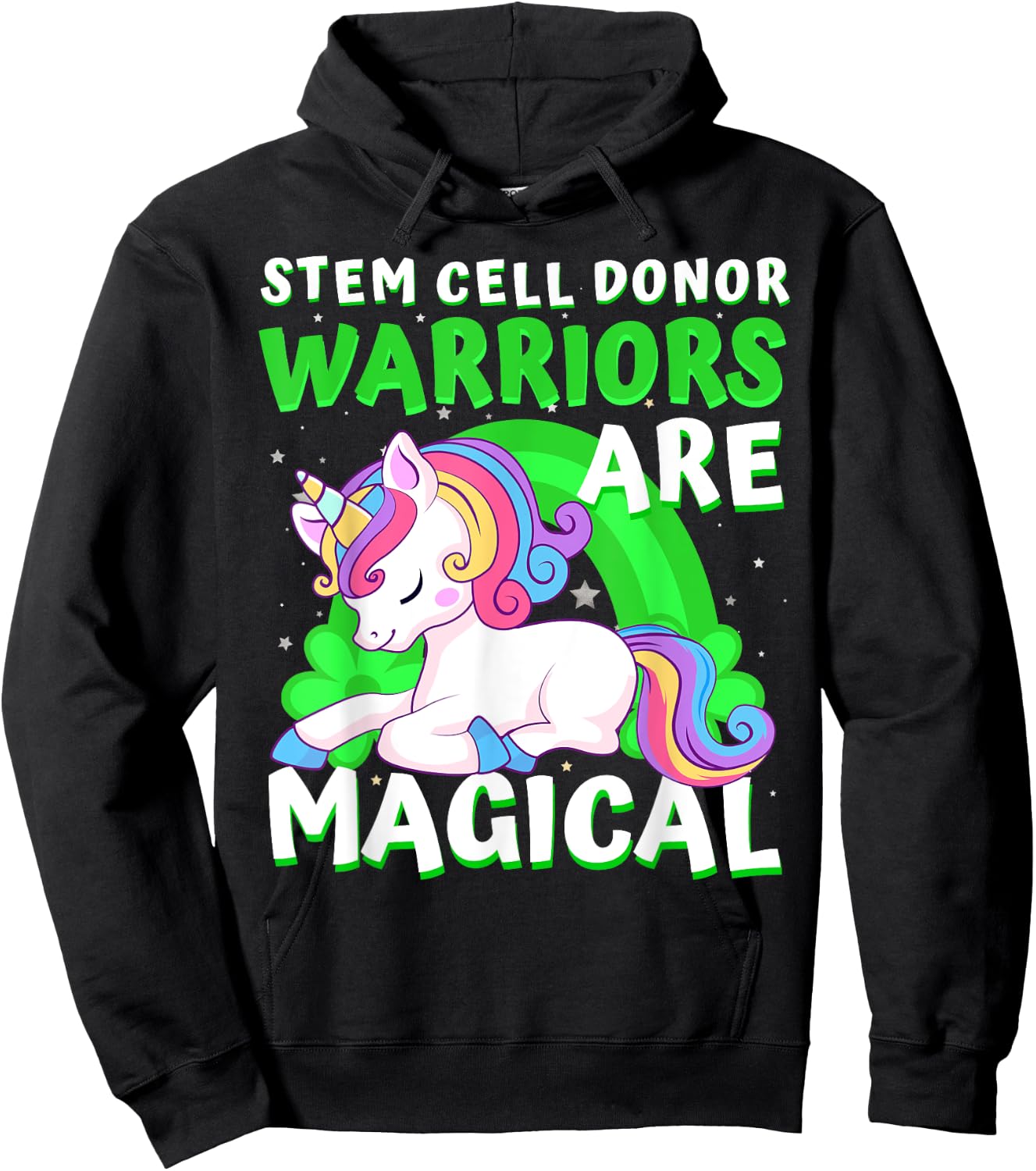 Warriors Magical Stem Cell Donor Awareness Ribbon Unicorn Hoodie - Hoodie | Black