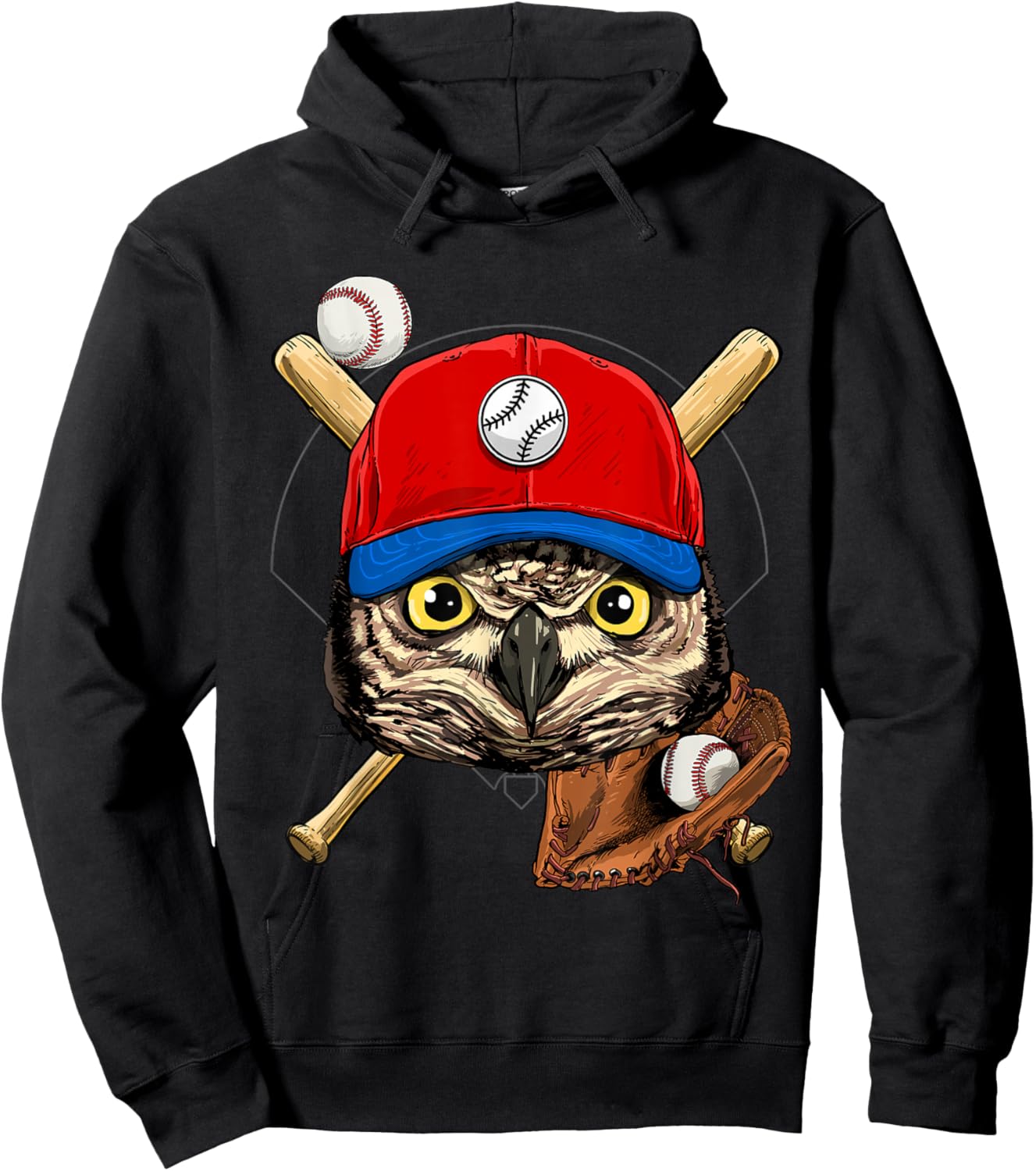 Owl Baseball Owl Lovers Baseball Player Hoodie - Hoodie | Black