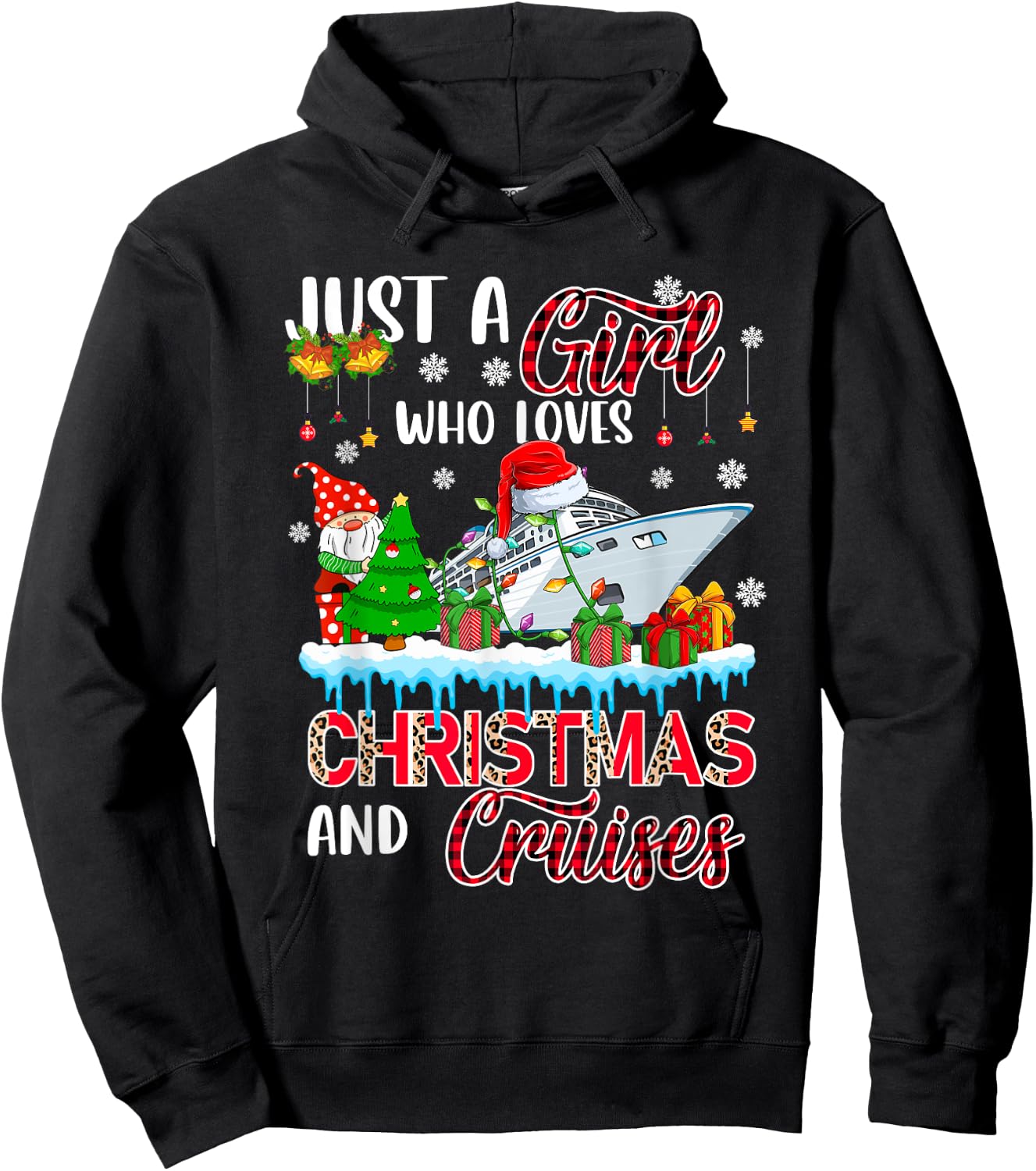 Just A Girl Loves Christmas And Cruises Santa Cruise Gnome Hoodie - Hoodie | Black