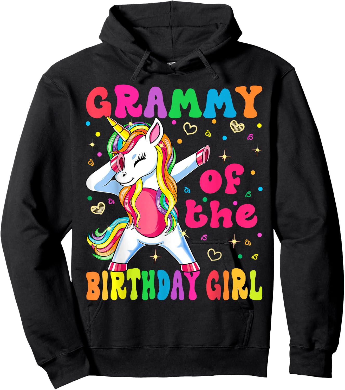 Grammy of the Birthday Princess Girl Dabbing Unicorn Hoodie - Hoodie | Black