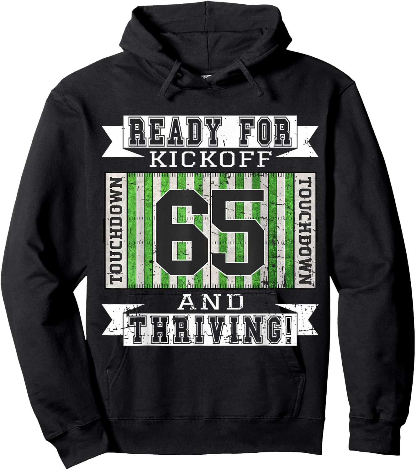 65th Football Birthday Party - 65 Years Old Football Fan Hoodie - Hoodie | Black