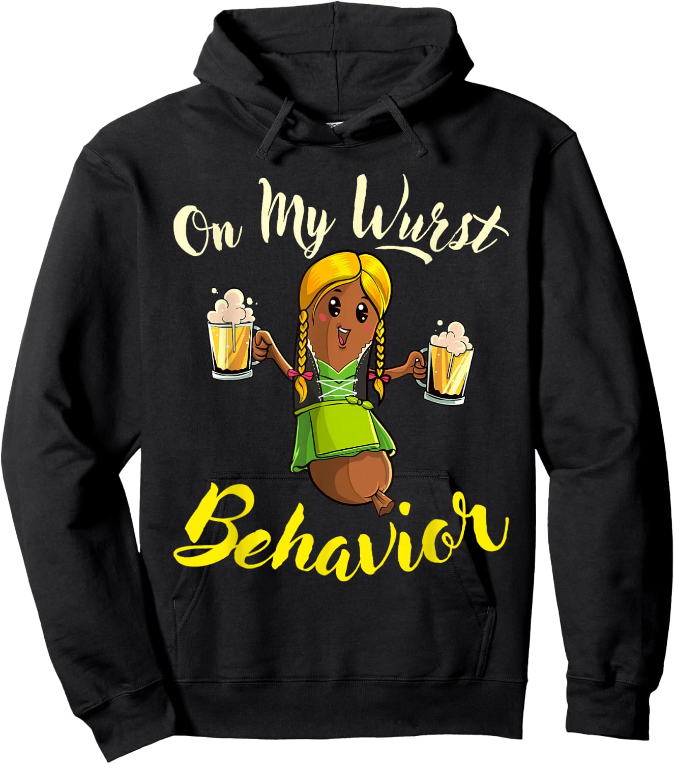 On My Wurst Behavior Funny Bratwurst German Oktoberfest Hoodie - Hoodie | Black