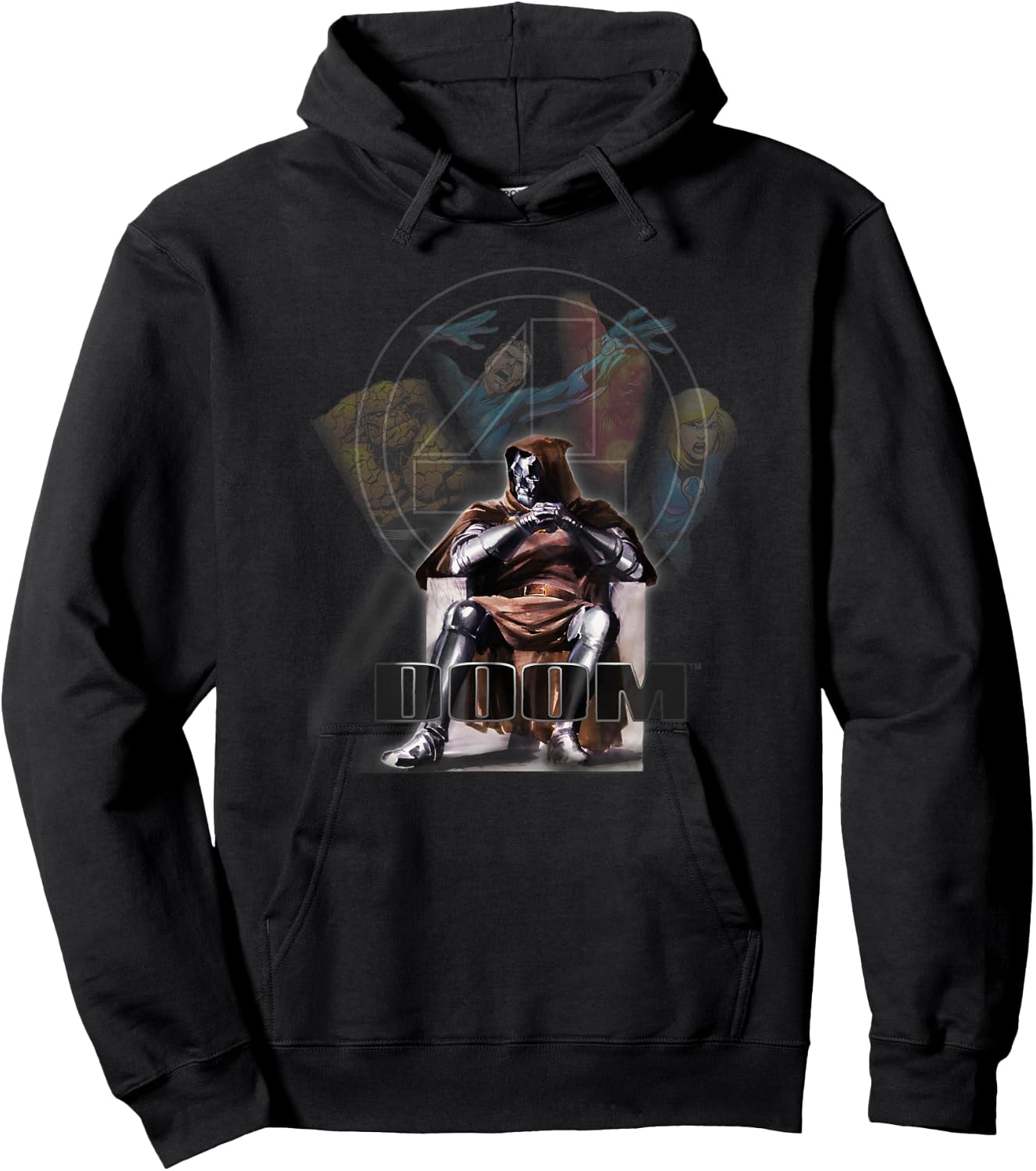 Marvel Fantastic Four Dr. Doom Epic Enemies Retro Logo Hoodie - Hoodie | Black