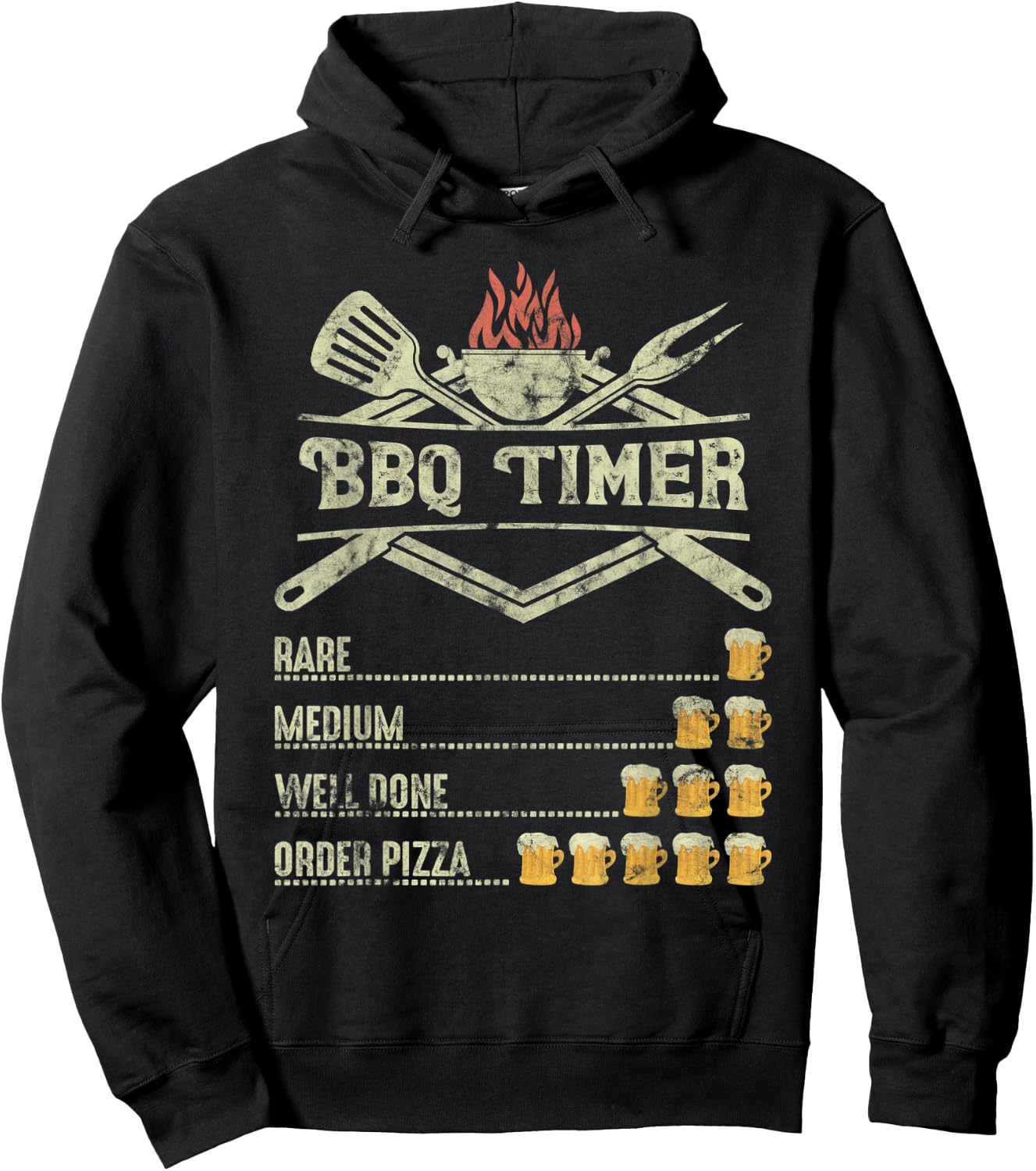BBQ Time Beer Funny Order Pizza Hoodie - Hoodie | Black